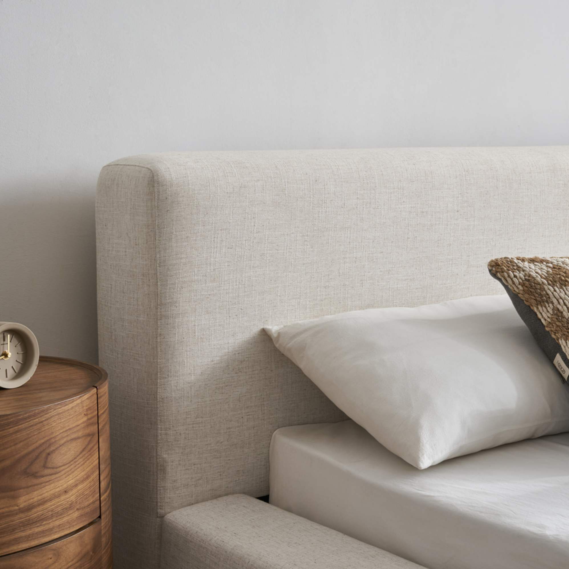 A close-up shot of a headboard.