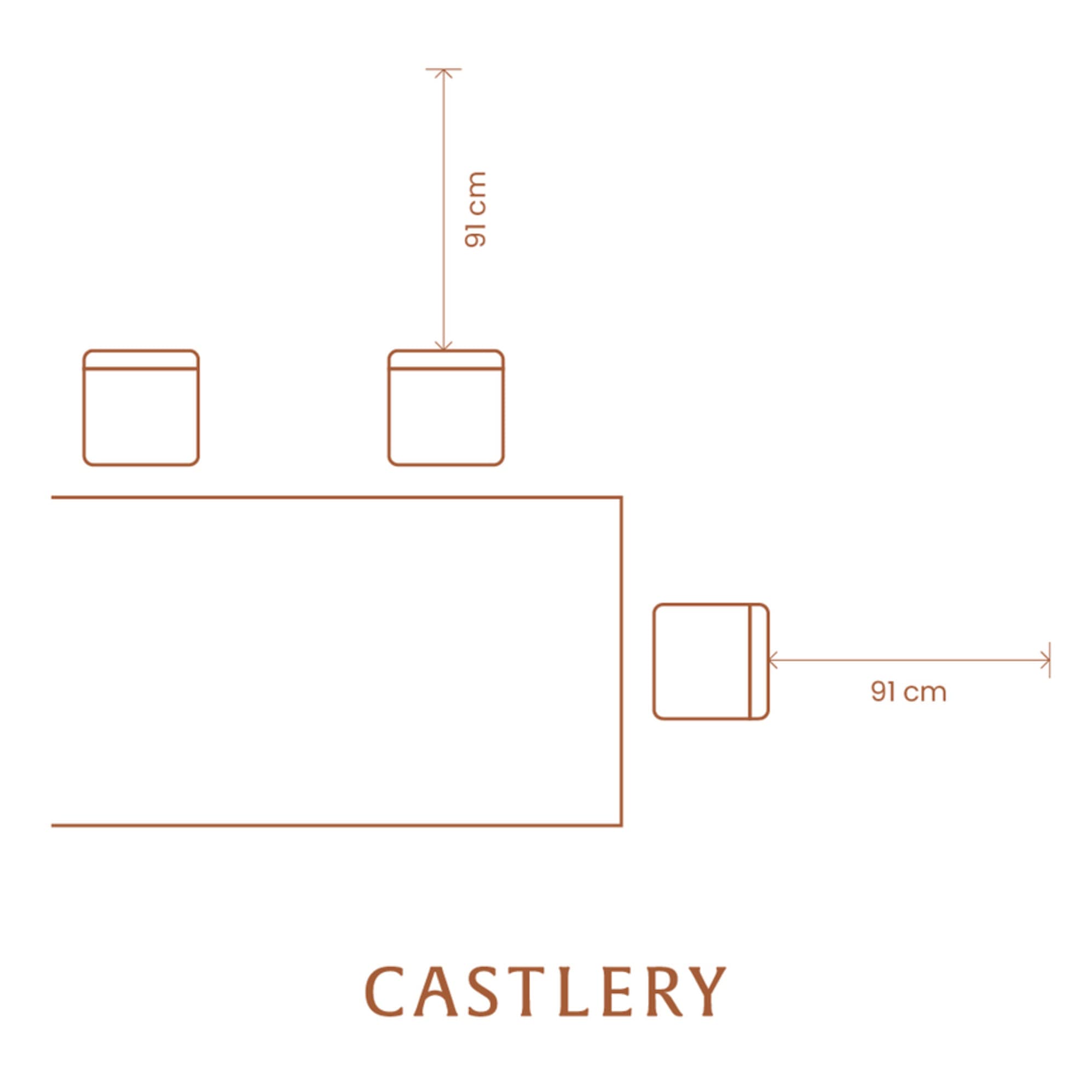 An illustration of the ideal chair-to-table clearance space of a dining table.