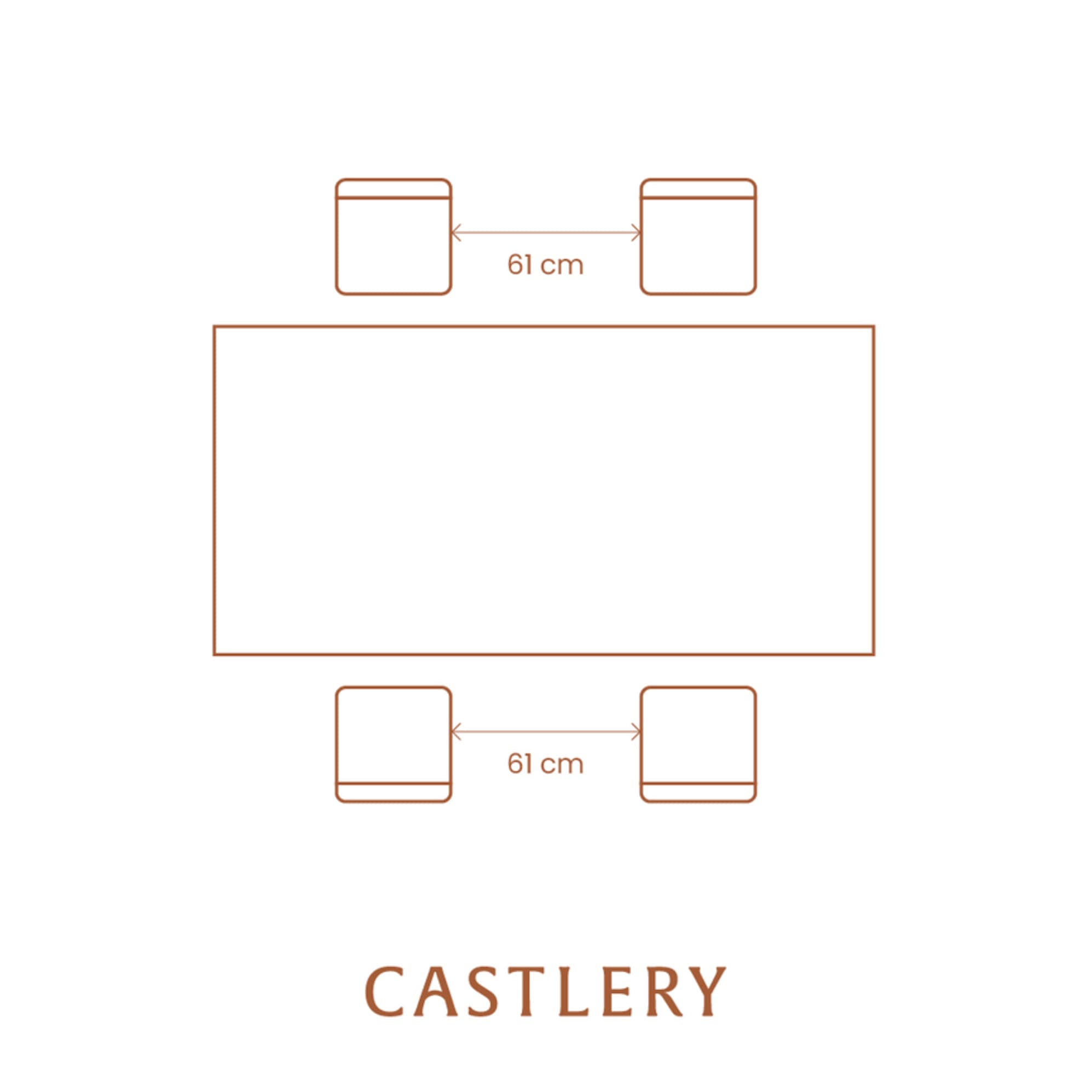 An illustration of the ideal chair space of a dining table.