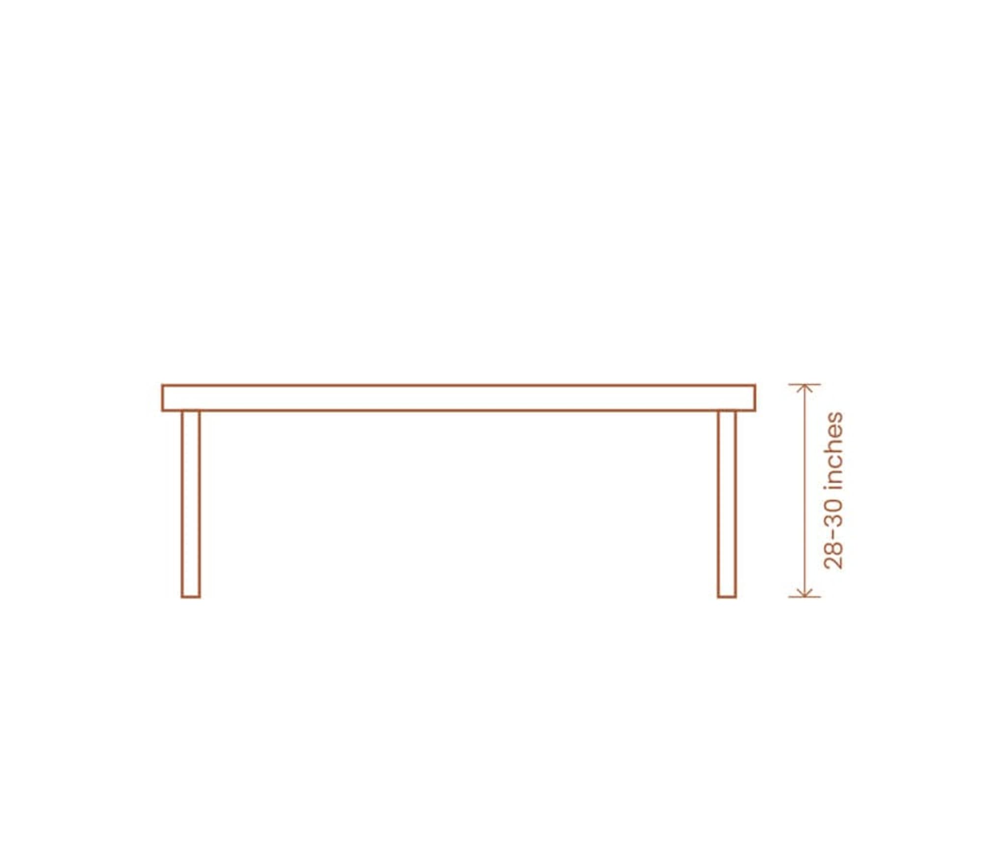 An illustration of the ideal height of a dining table.