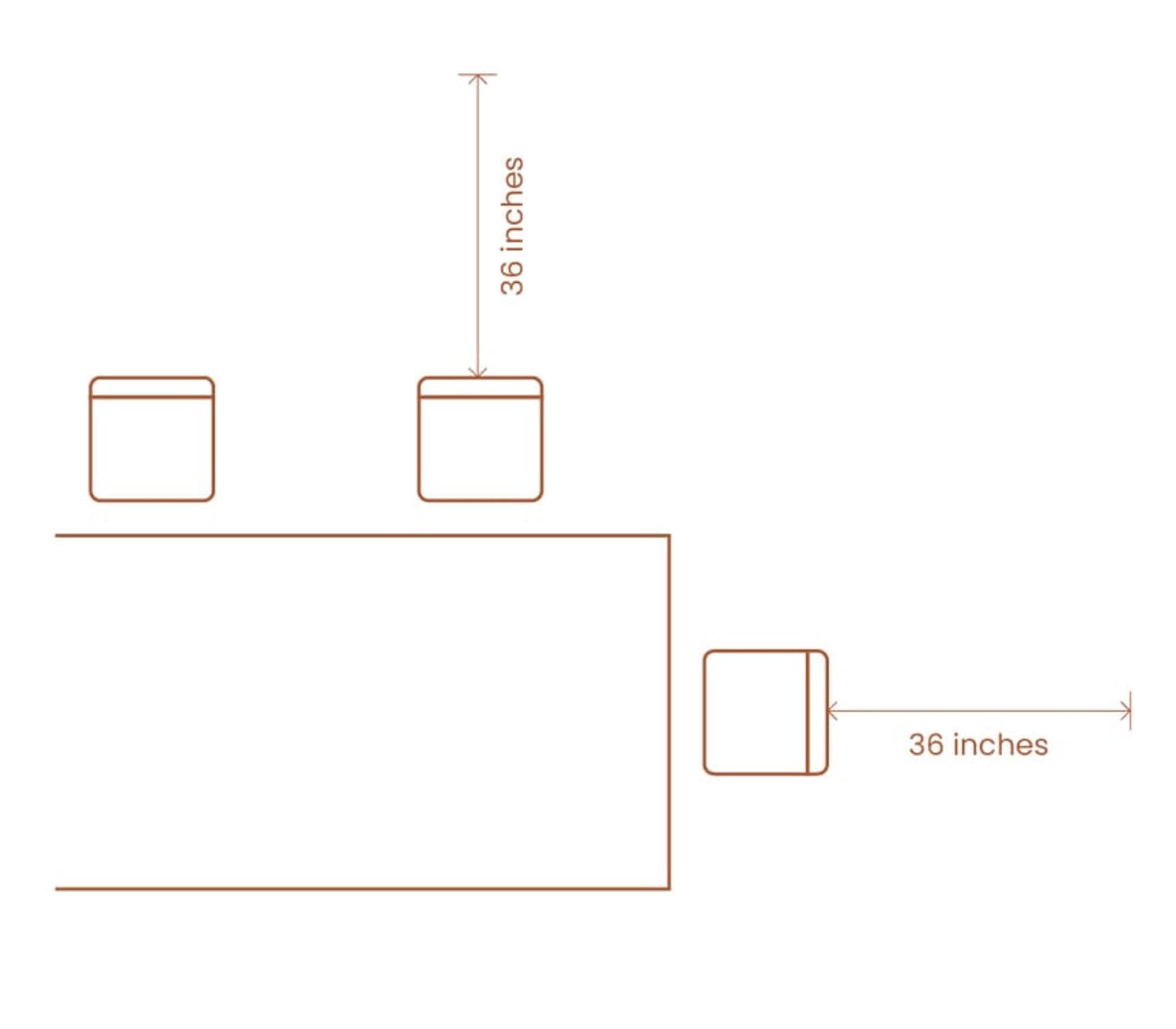 An illustration of the ideal chair-to-table clearance space of a dining table.