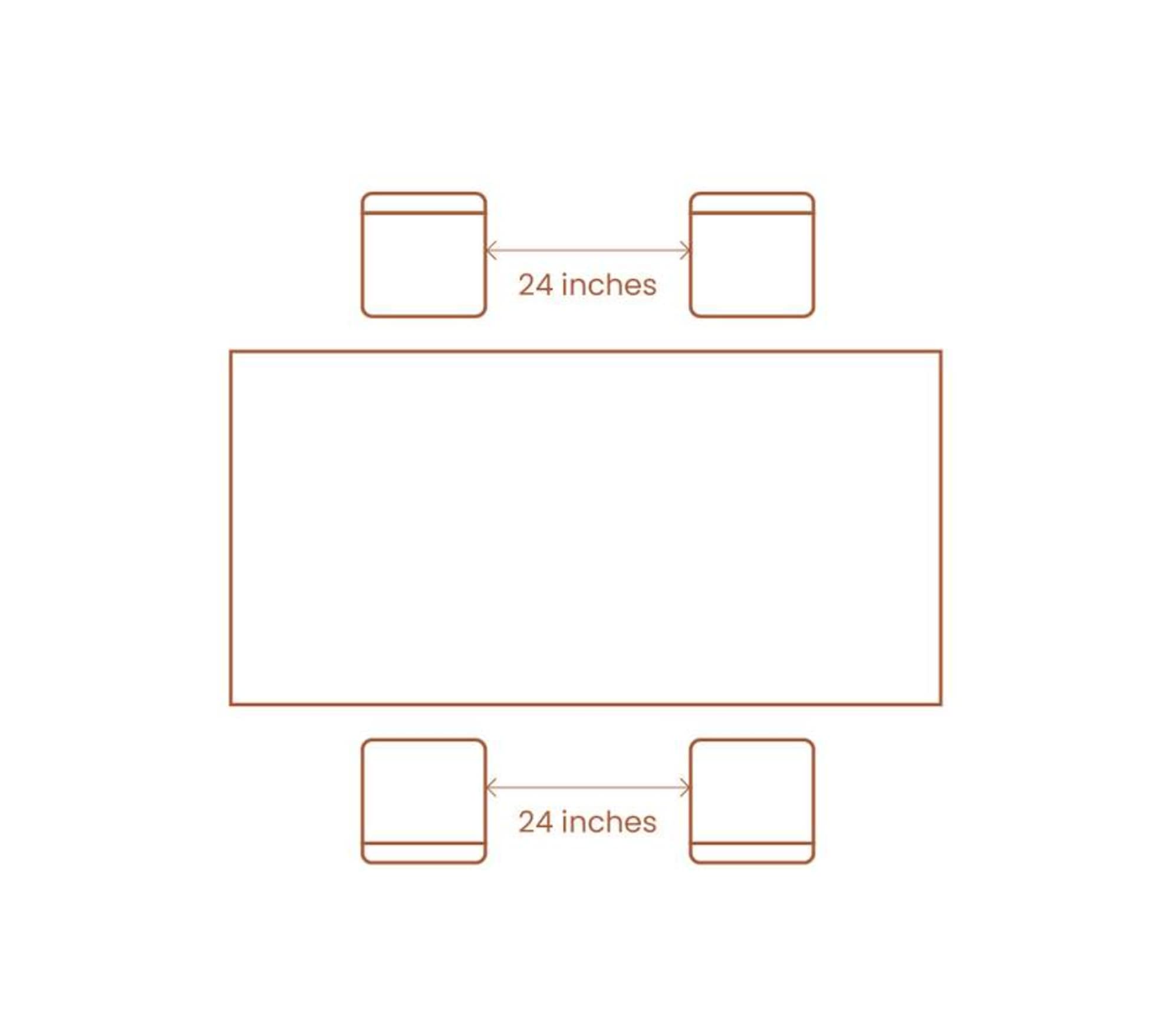 An illustration of the ideal chair space of a dining table.