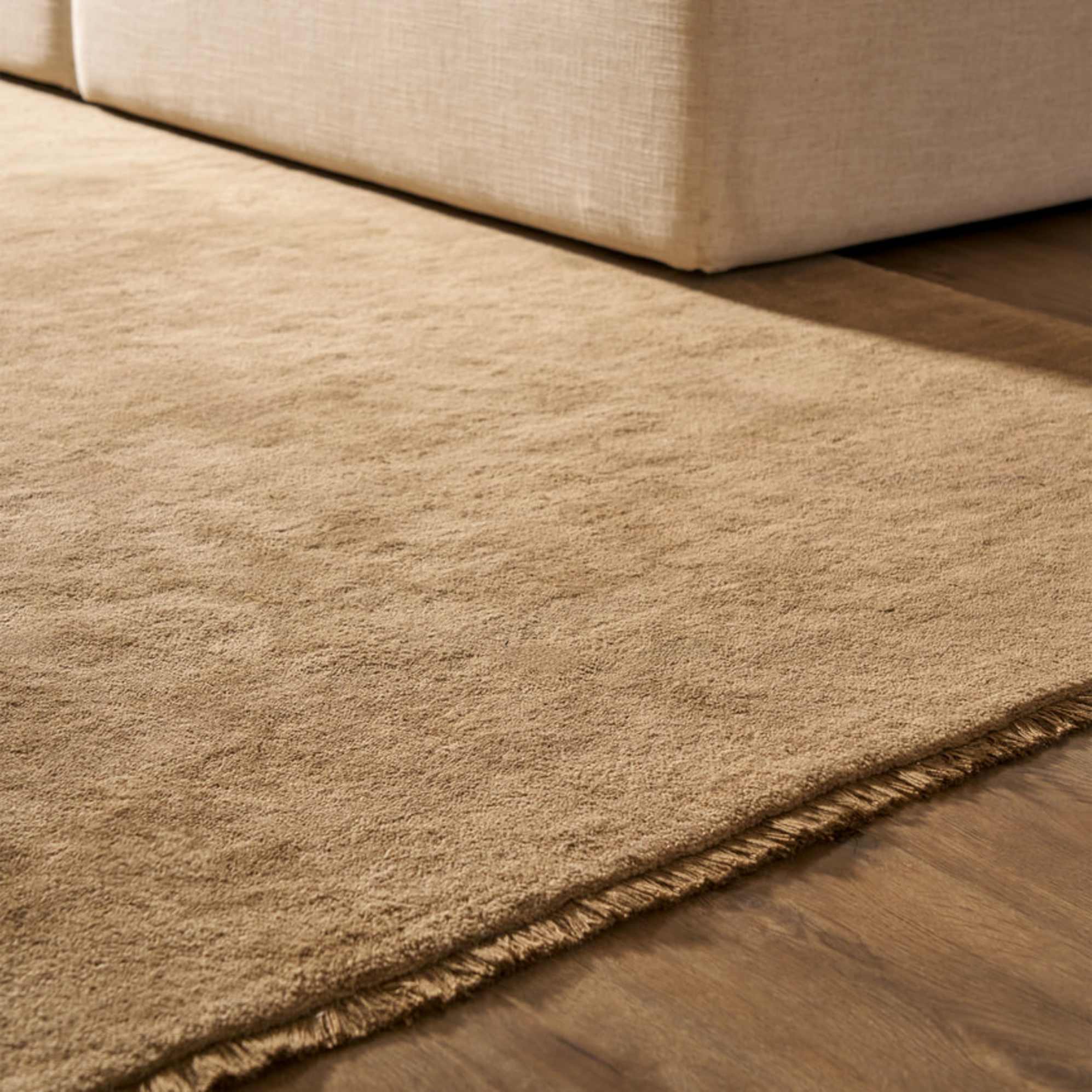 A wool area rug placed on a living room.