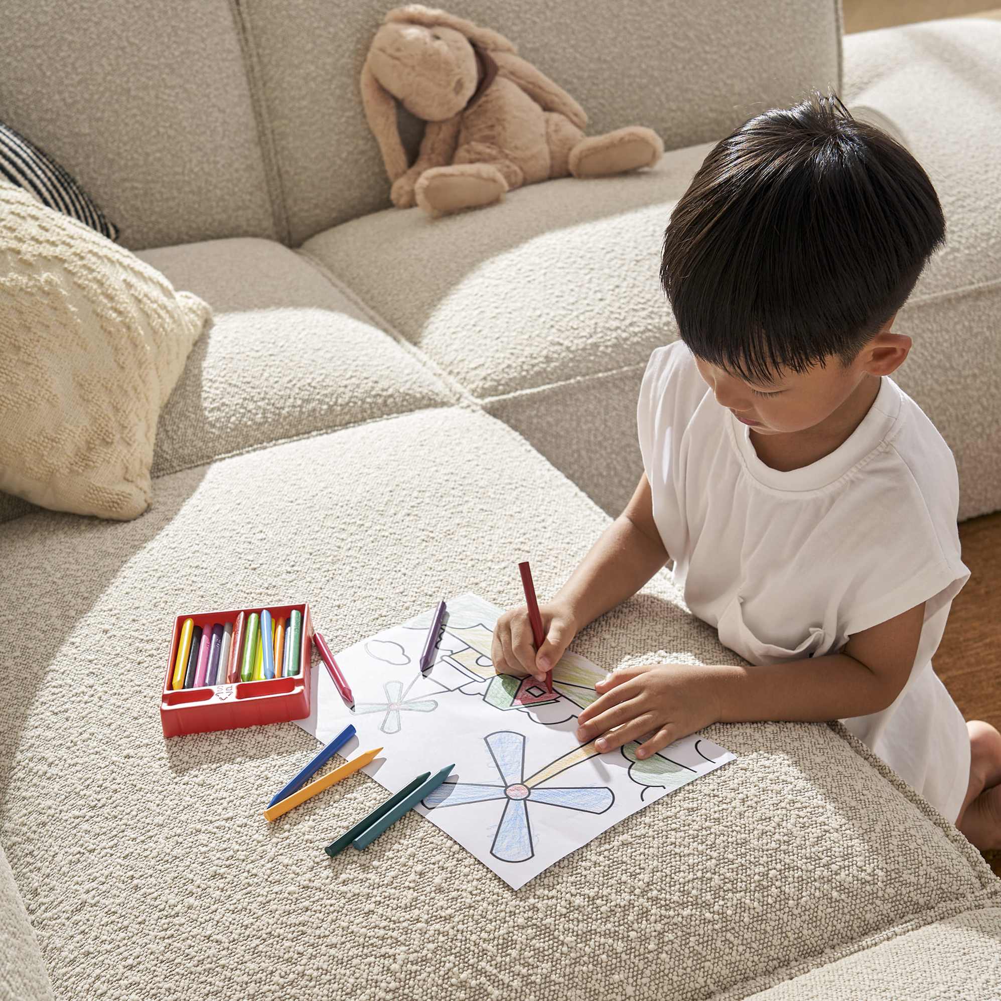 Image of the Jonathan Extended Side Chaise Section Sofa with Ottoman