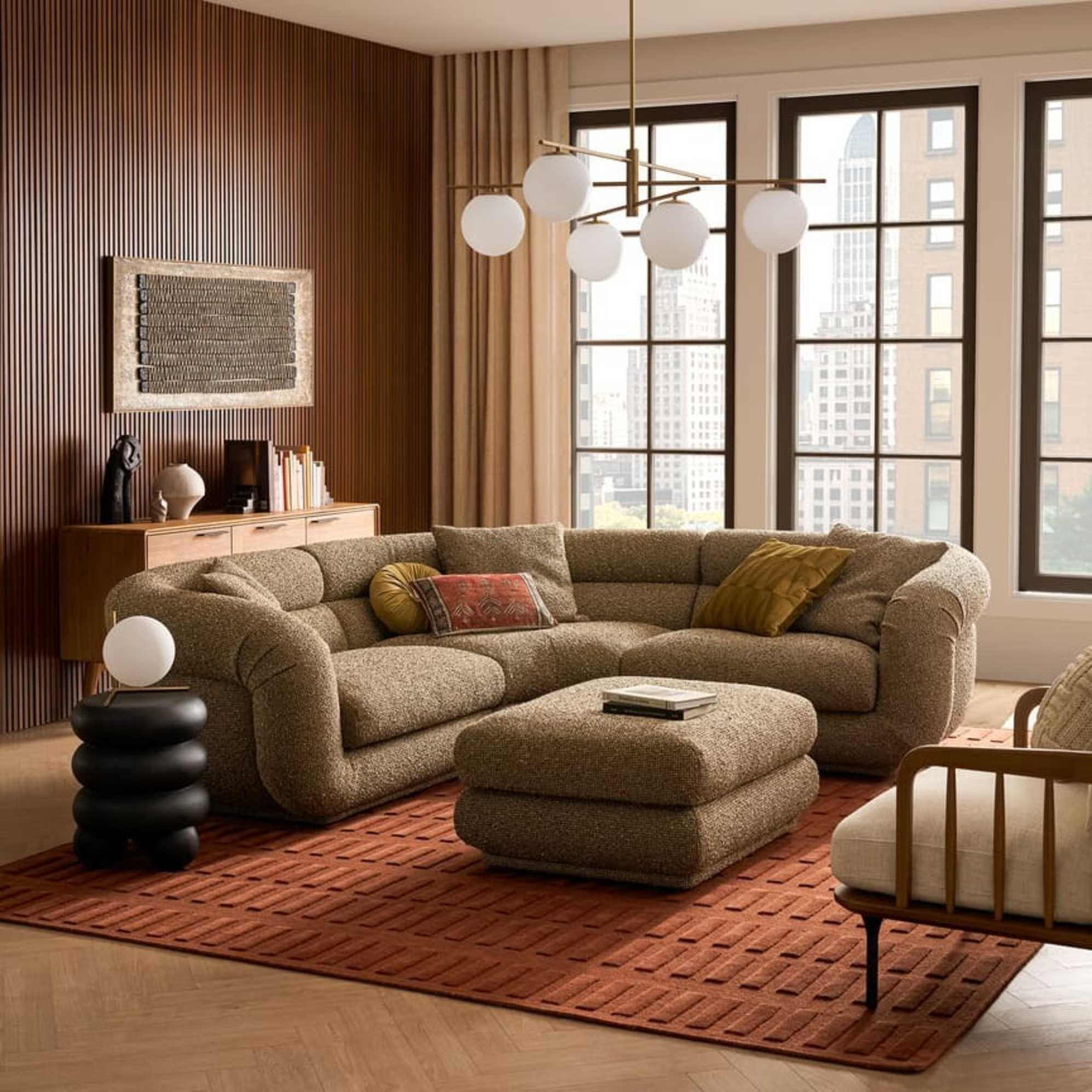 A green sectional sofa