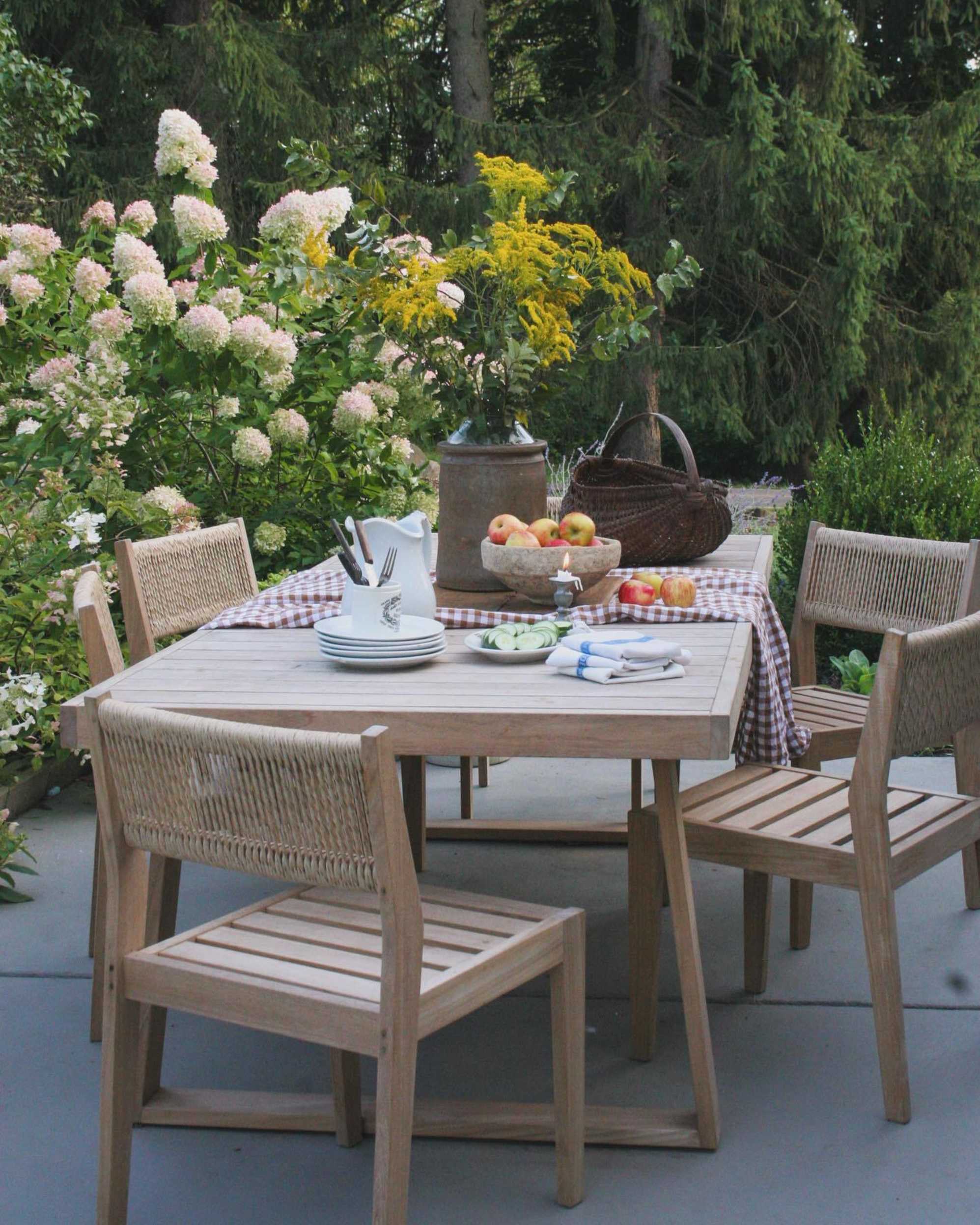 Outdoor Dining table set in backyard