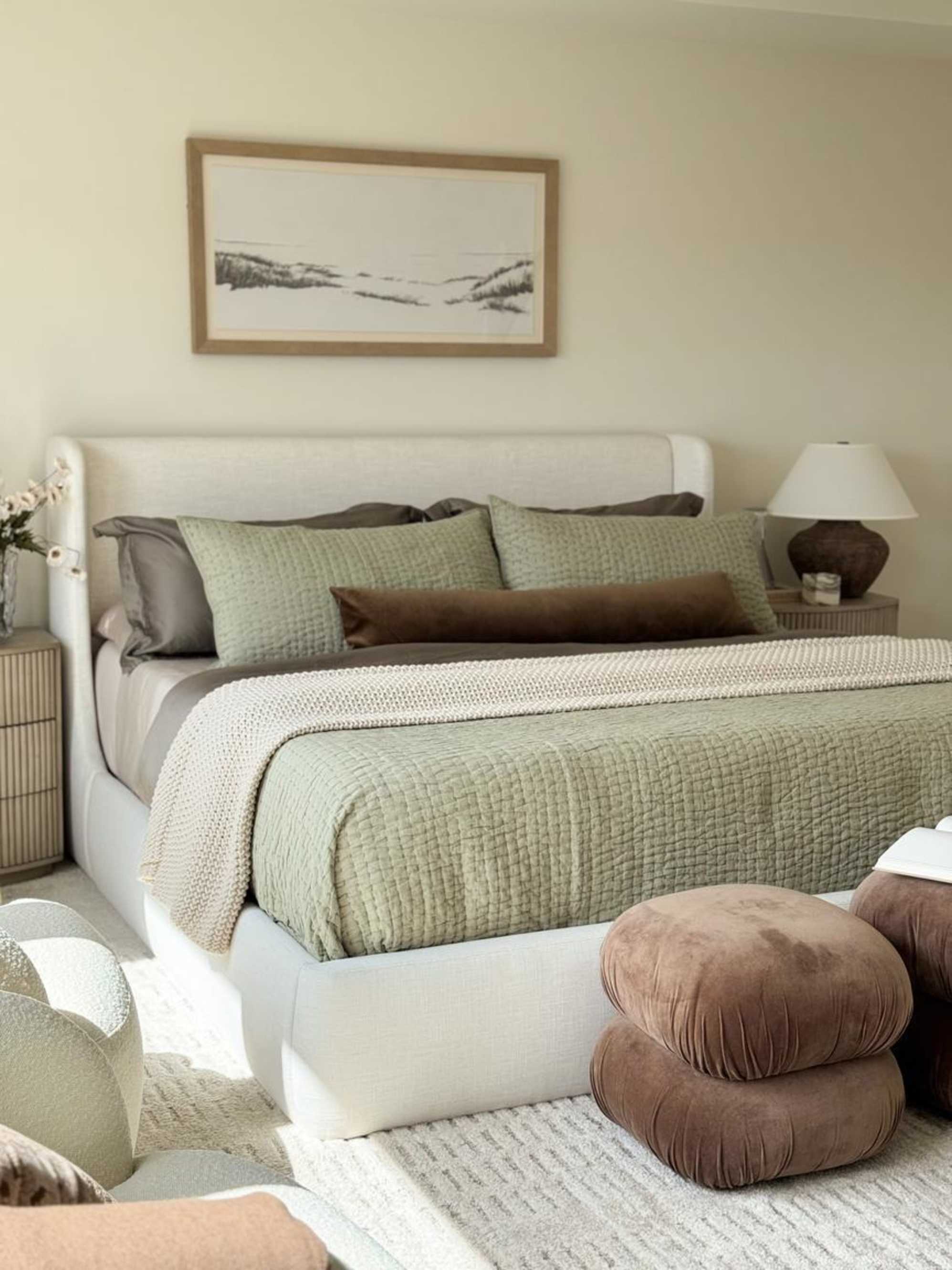 A storage bed with a wingback headboard.