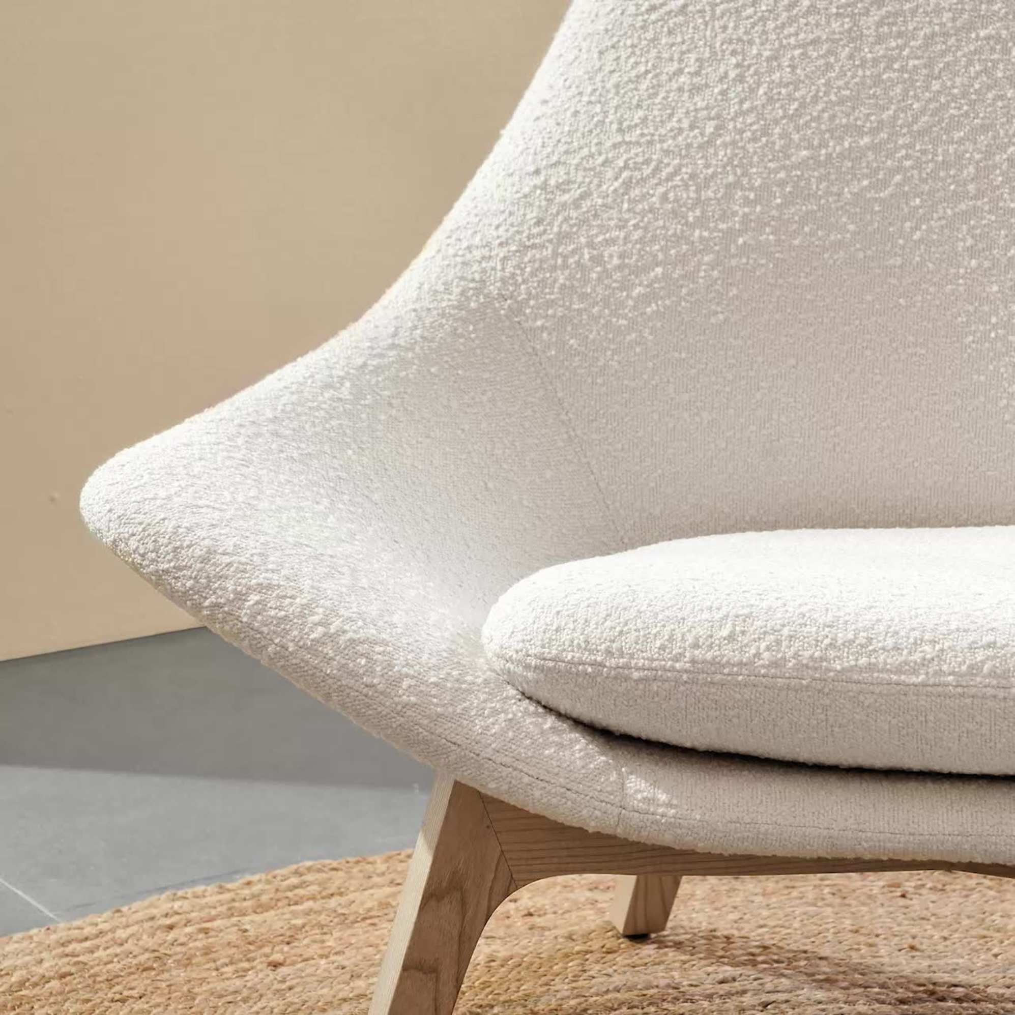 Gable Bouclé High Armchair & Ottoman Set 5