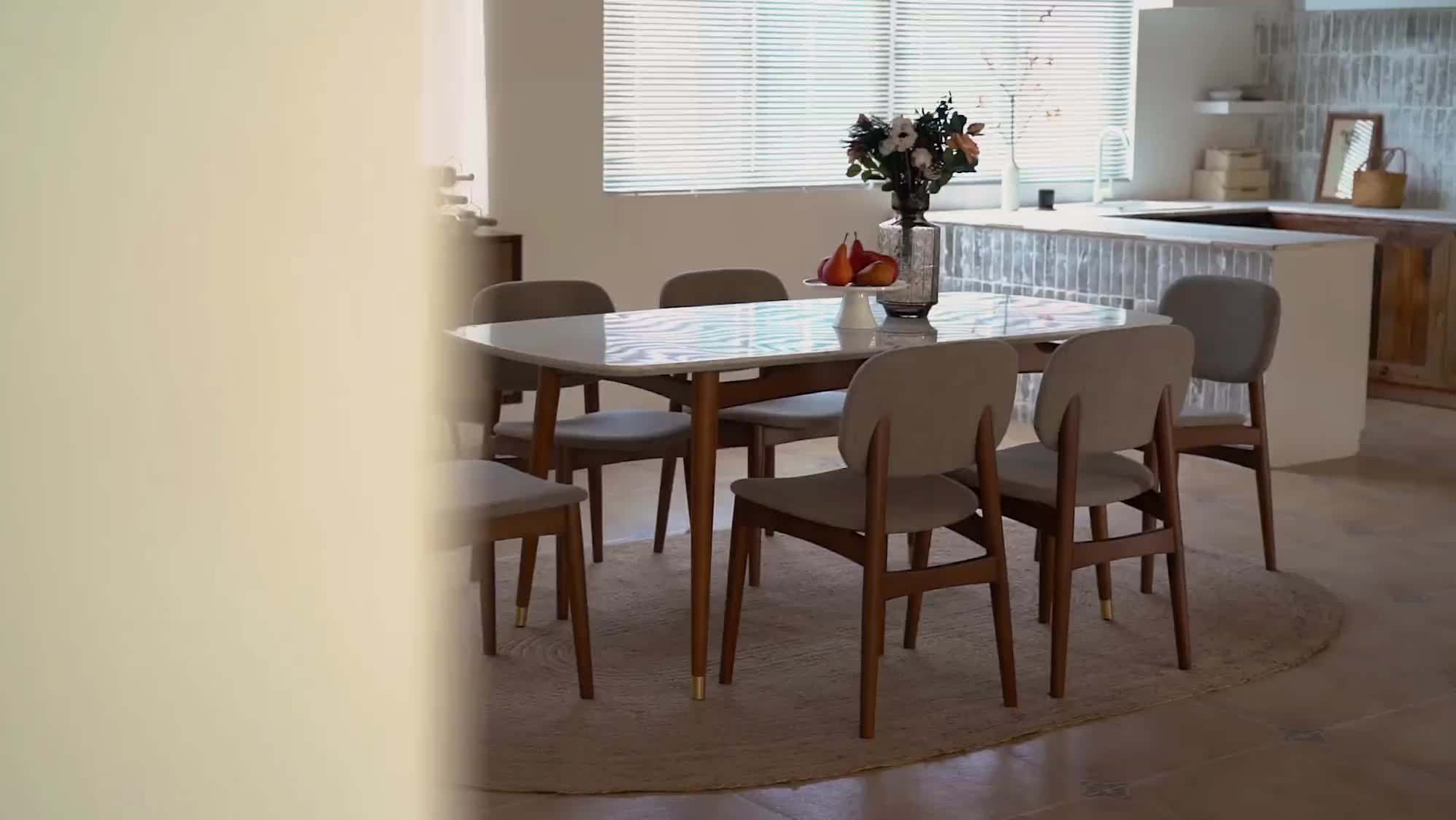 Kelsey Marble Dining Table, White Wash 1
