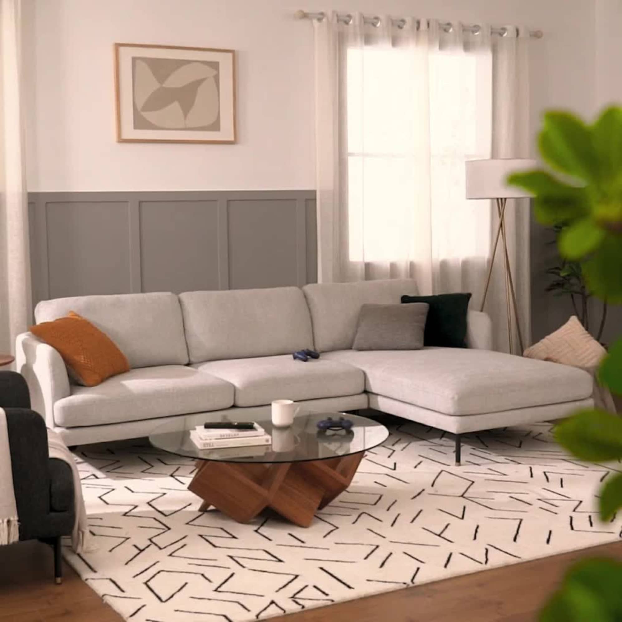 Pebble 3 Seater Sofa with Ottoman 1