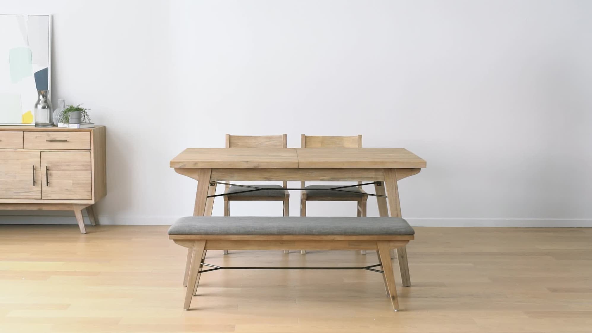 Miles Extendable Dining Table, 59" - 78.7" with Bench and 2 Chairs 1