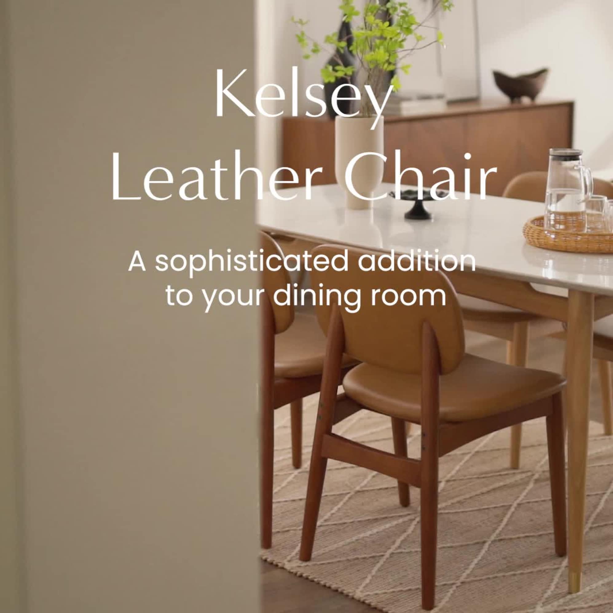 Kelsey Marble Dining Table with 4 Leather Chairs, White Wash 1