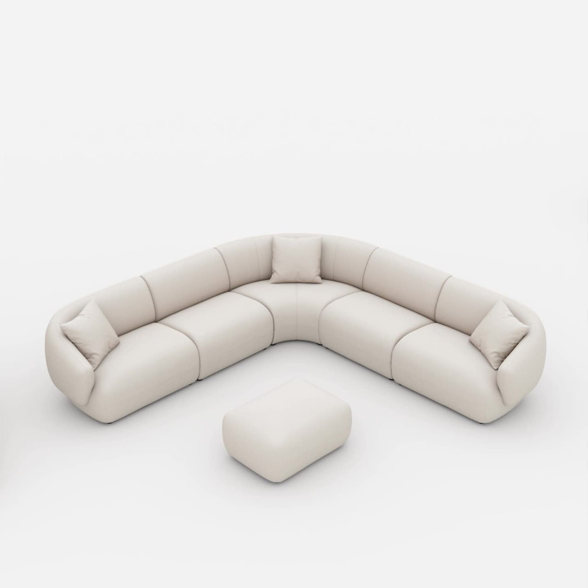 Auburn Performance Fabric Armless Curve 3 Seater Sofa with Ottoman 6