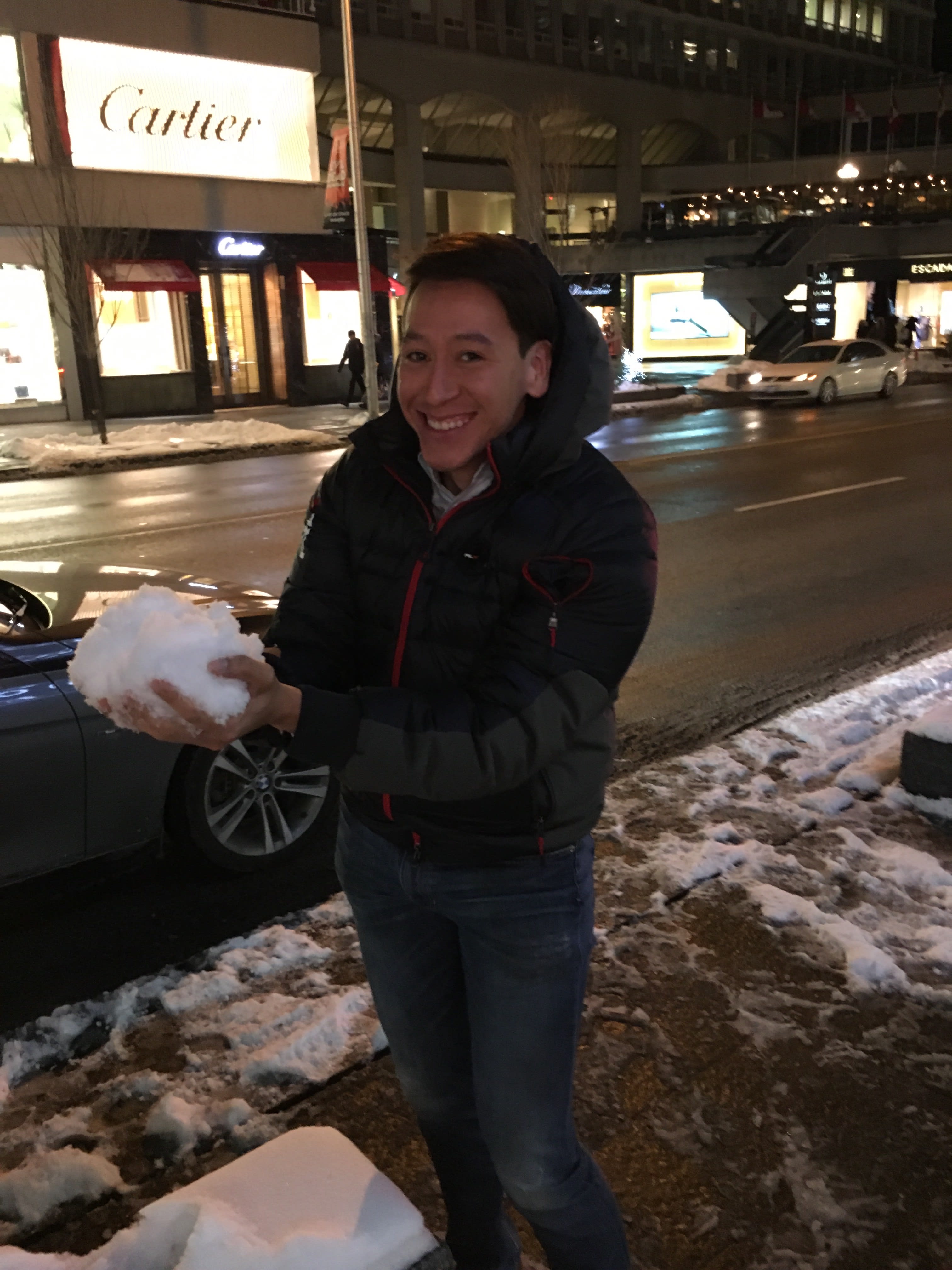 Bosco on the first day he saw snow!