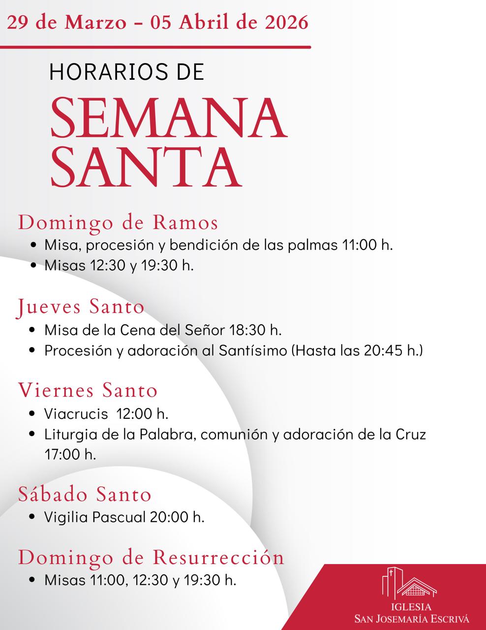 Horarios de Semana Santa
