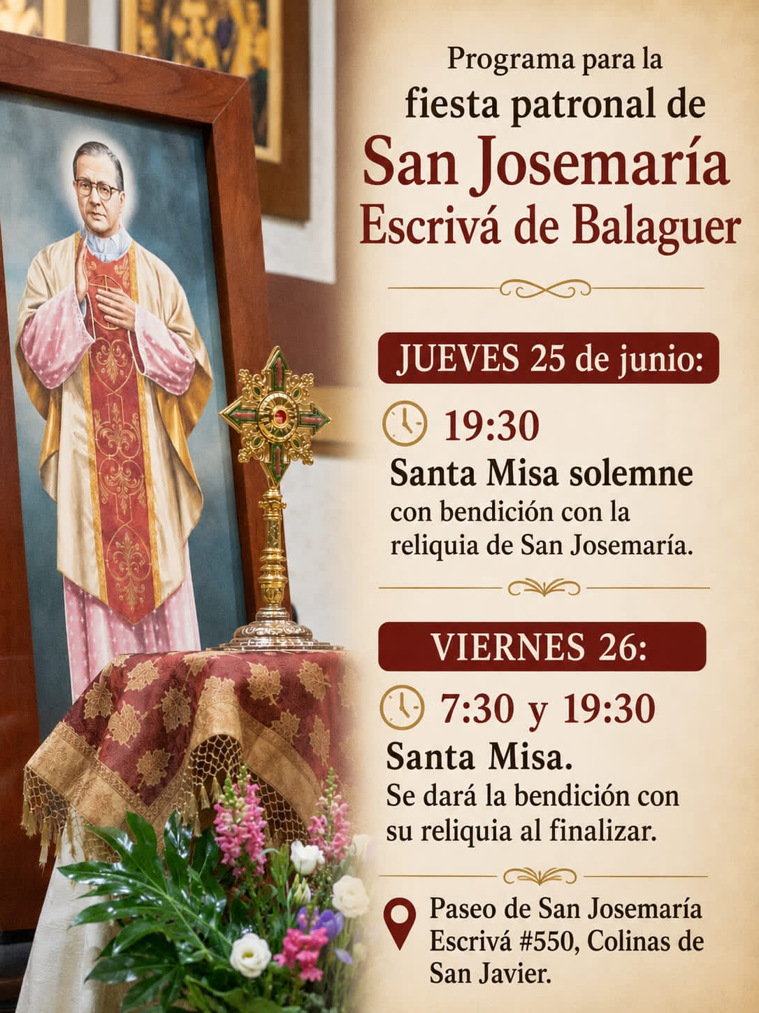 Misa Solemne por la Fiesta de San Josemaría Escrivá