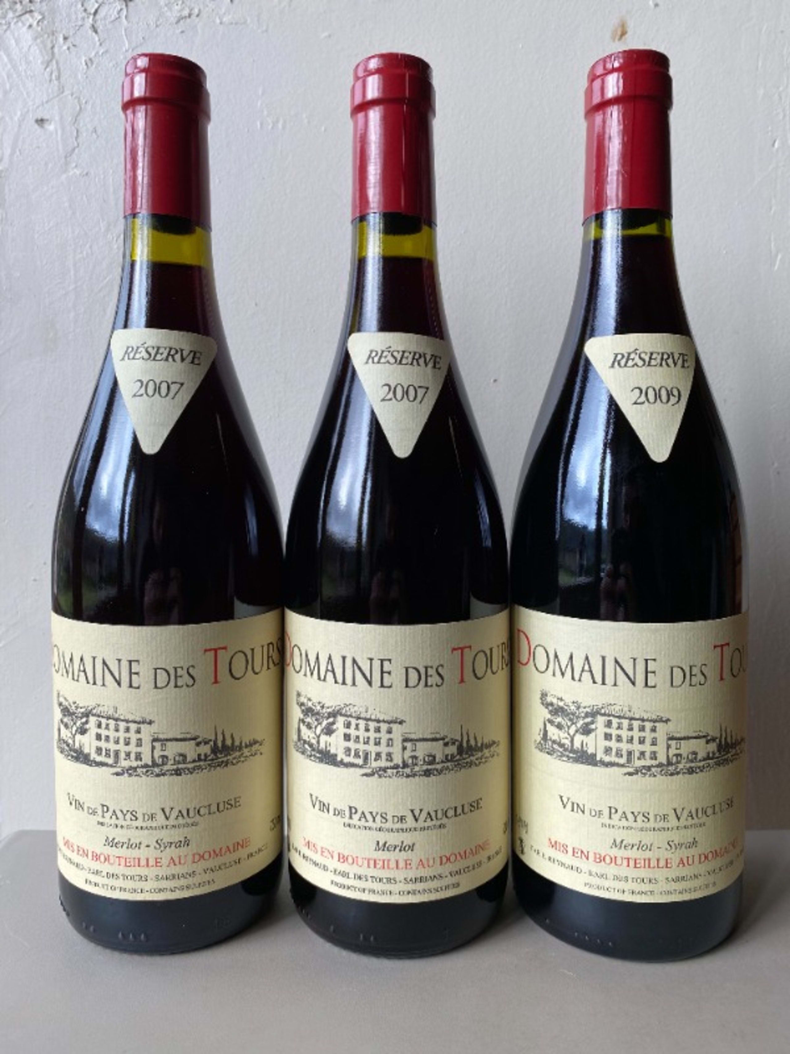 3 x Vin de Pays du Vaucluse, Merlot 2007/2009 | Merlot-Syrah 2007, Domaine des Tours