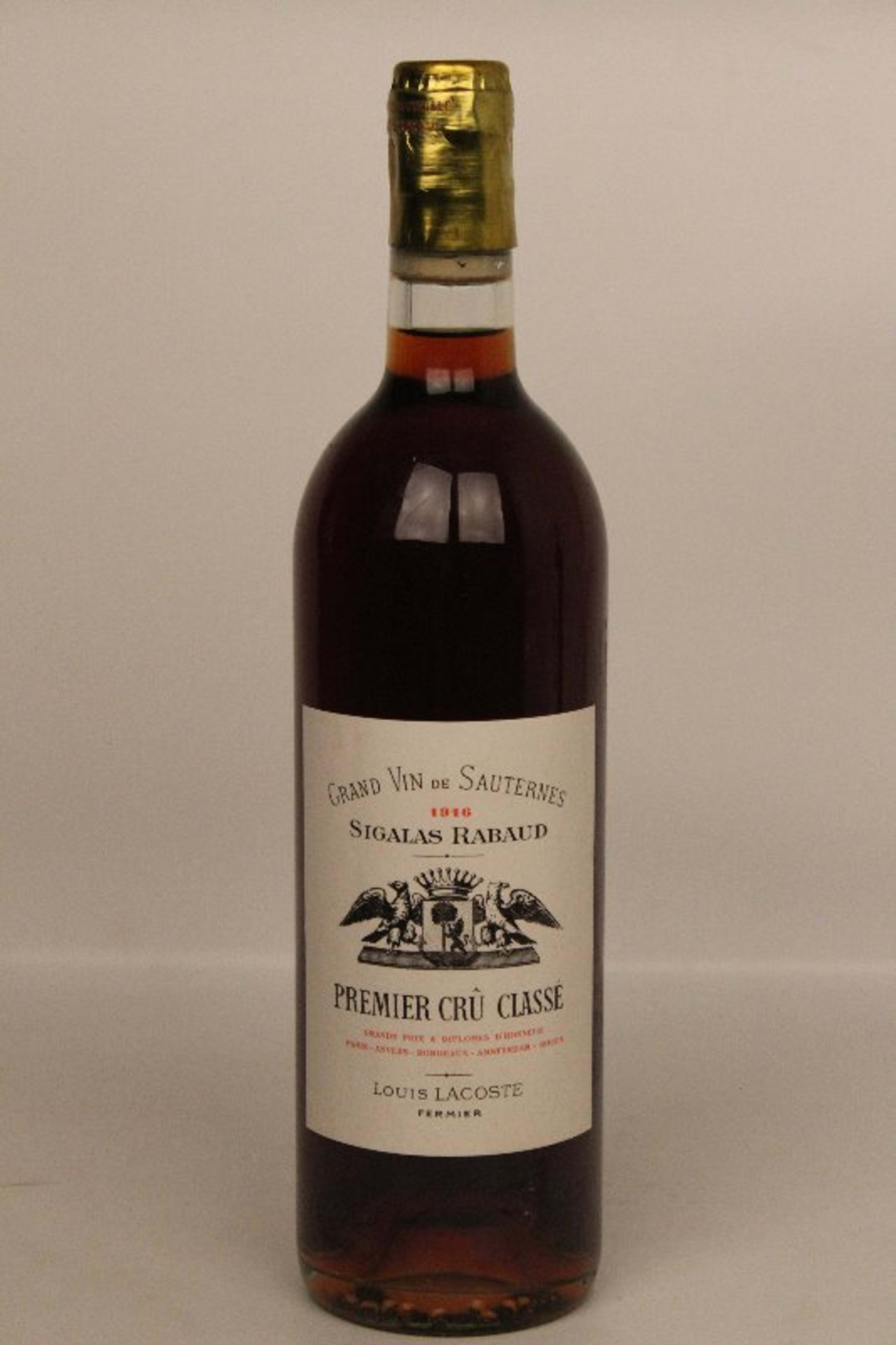 Château Sigalas Rabaud, Sauternes, 1916