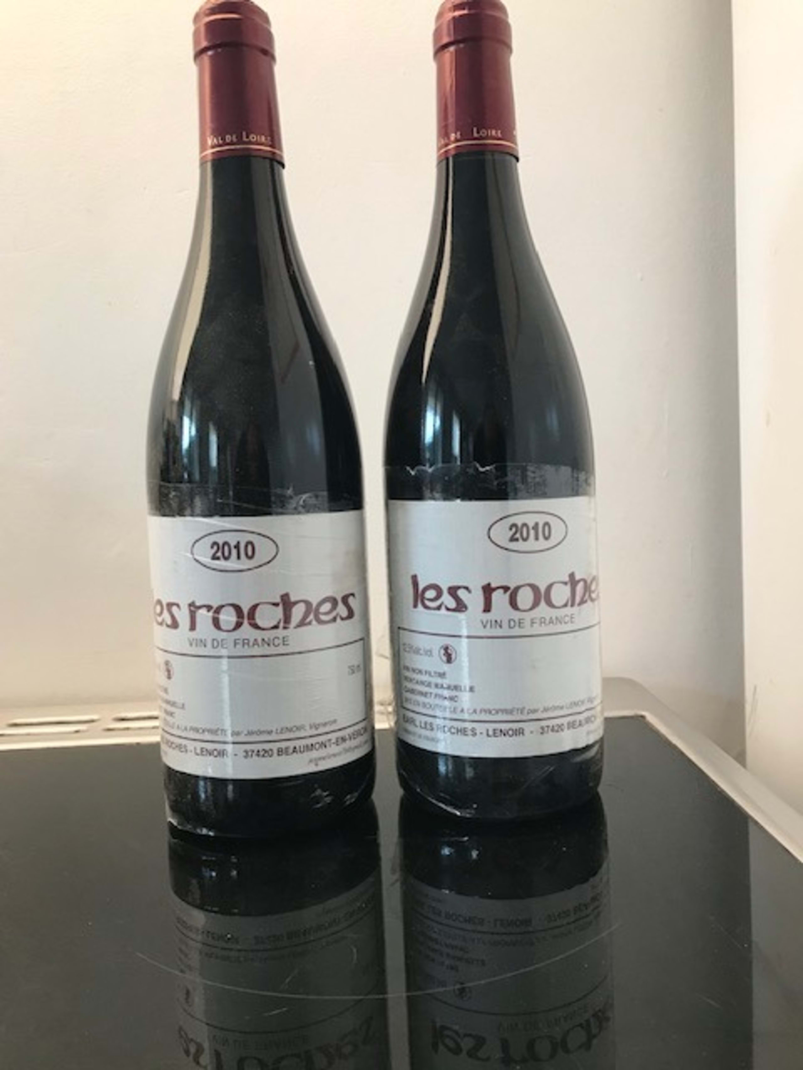 2 x Vin de Pays d'Indre-et-Loire, Les Roches - Lenoir, 2010