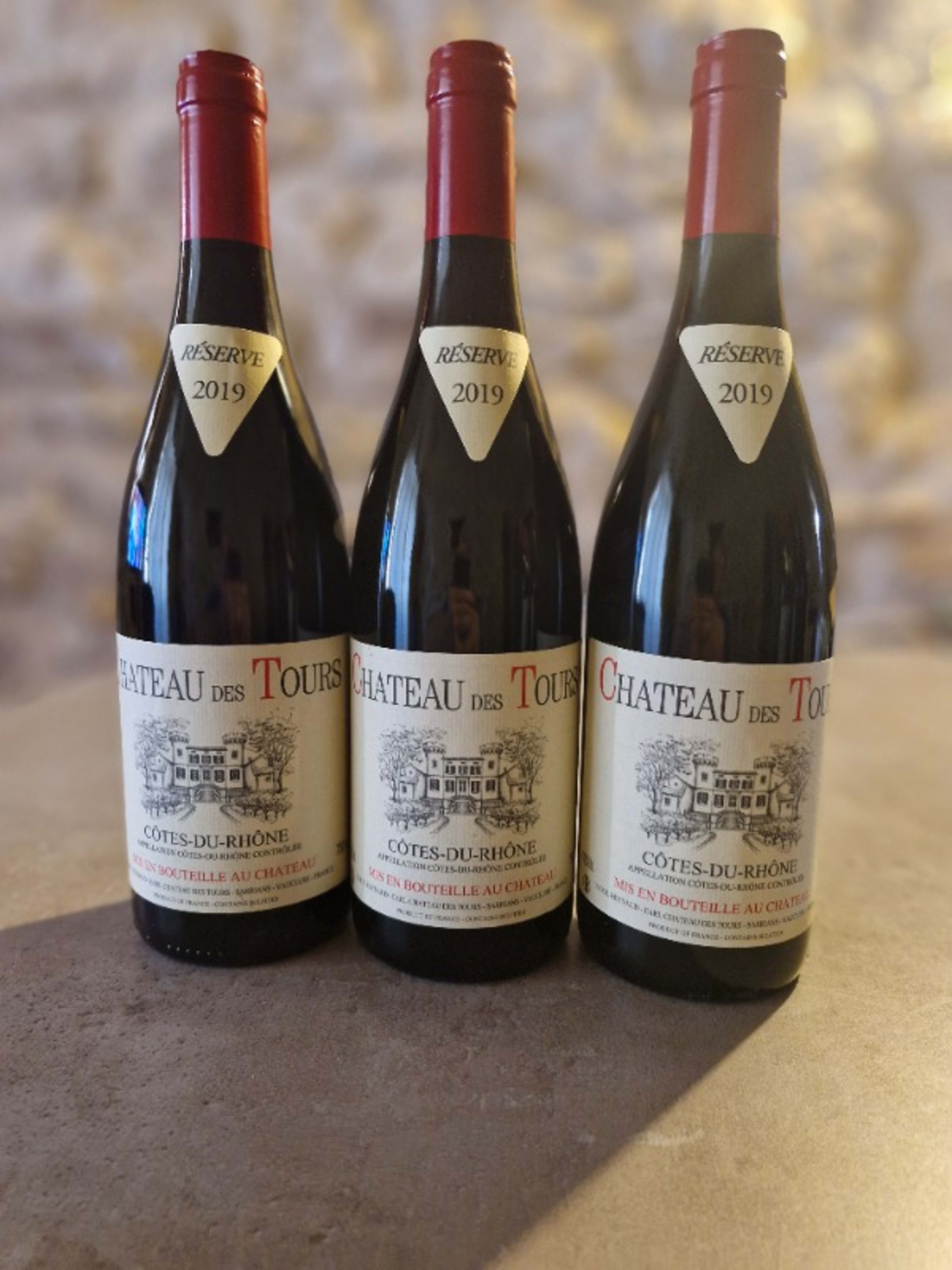 3 x Côtes-du-Rhône, Château des Tours, 2019