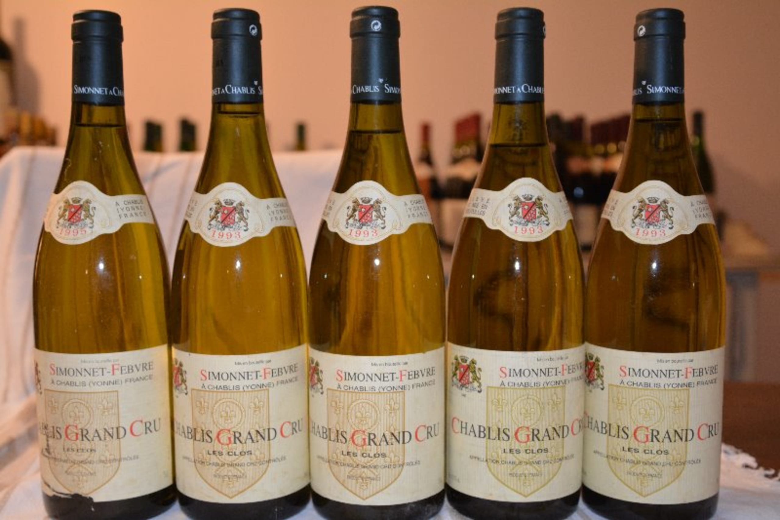 5 x Chablis Grand Cru, Les Clos, Simonnet-Febvre, 1993