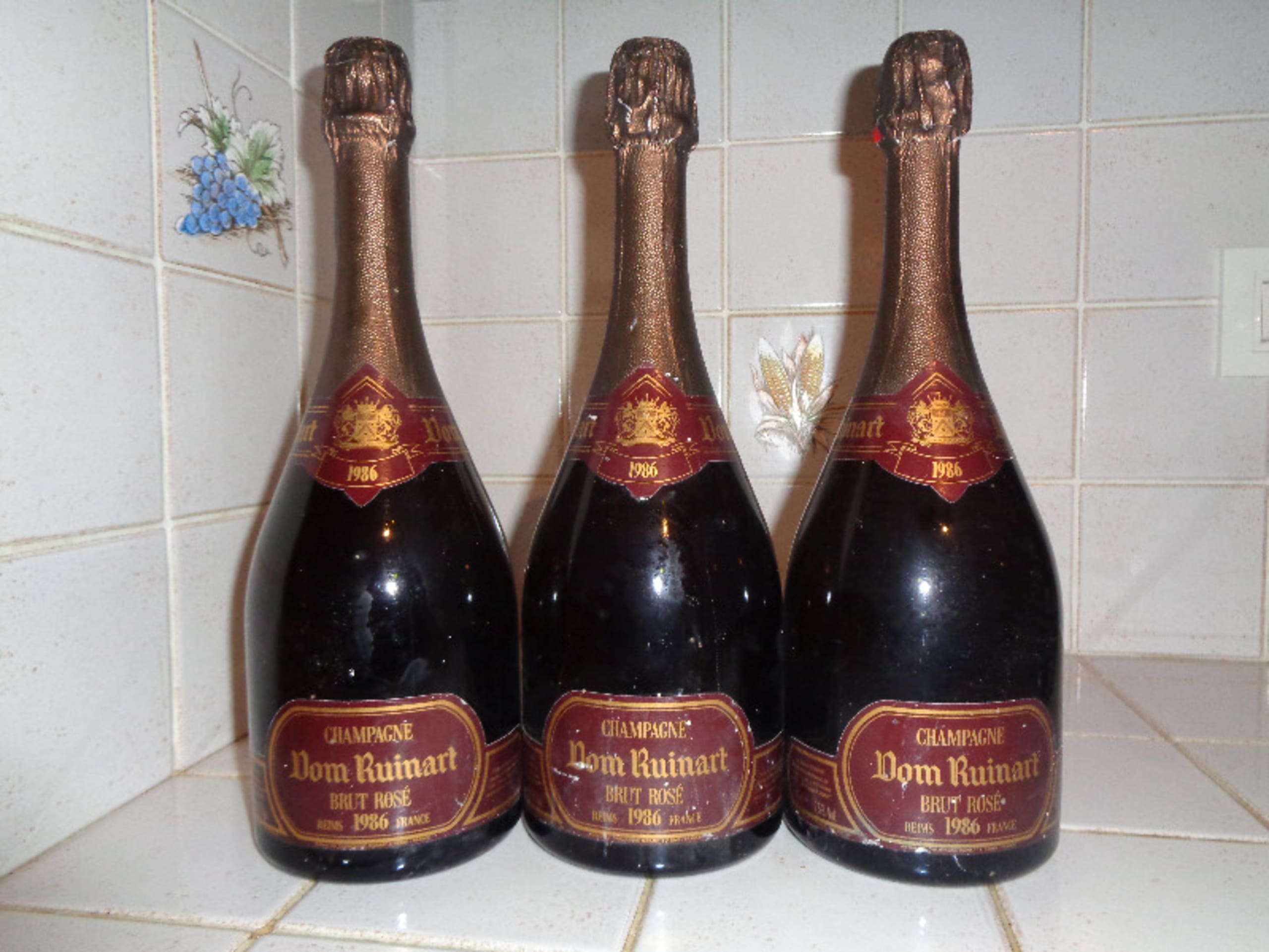3 x Dom Ruinart Brut Rosé, Ruinart, Champagne, 1986
