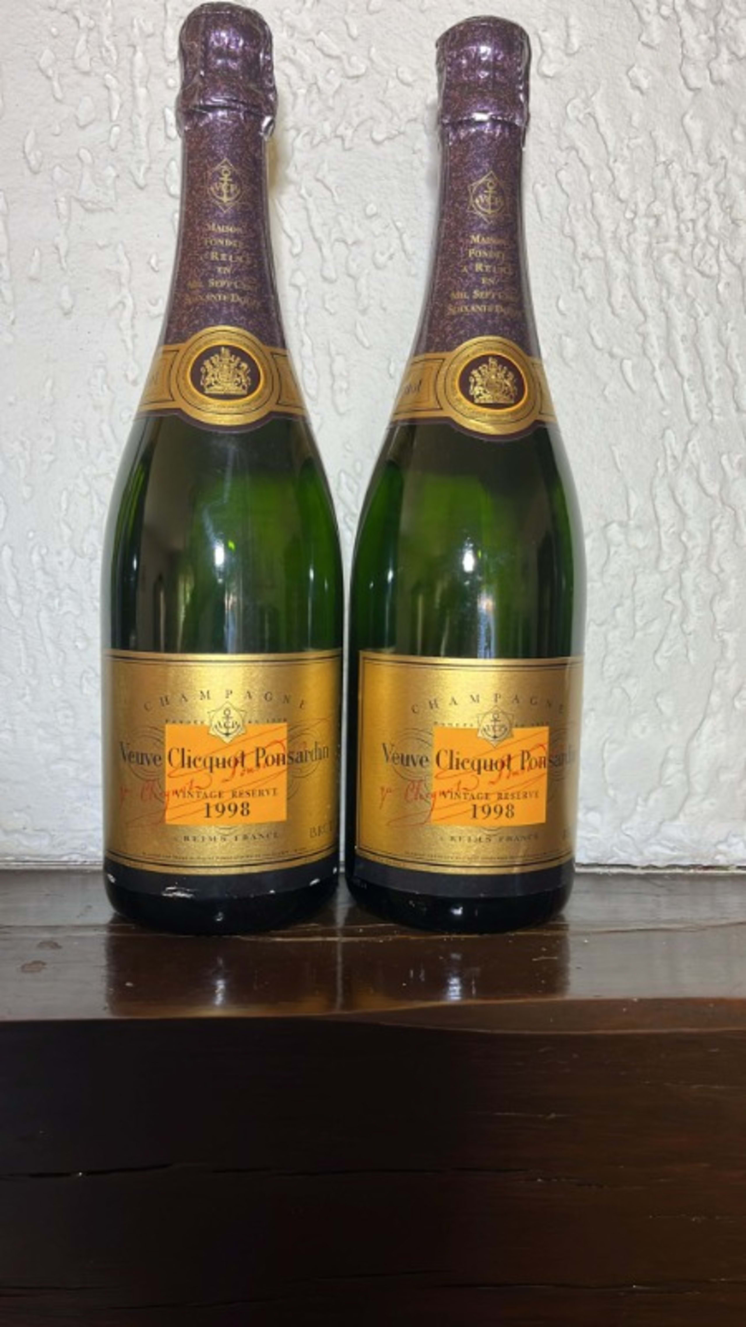 2 x Veuve Clicquot Ponsardin, Champagne, 1998