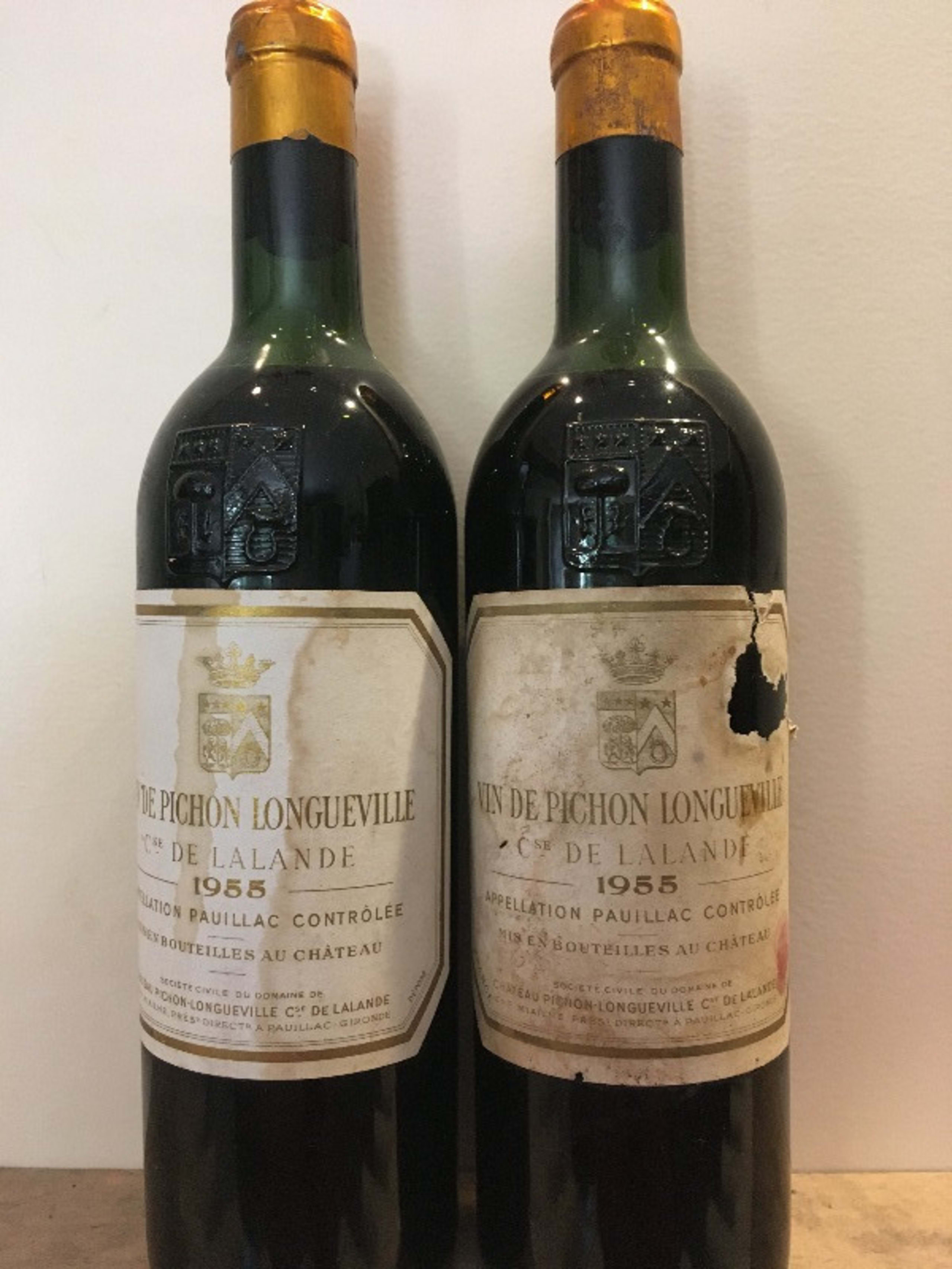 2 x Comtesse de Lalande, Château de Pichon Longuevil'e, Pauillac, 1955