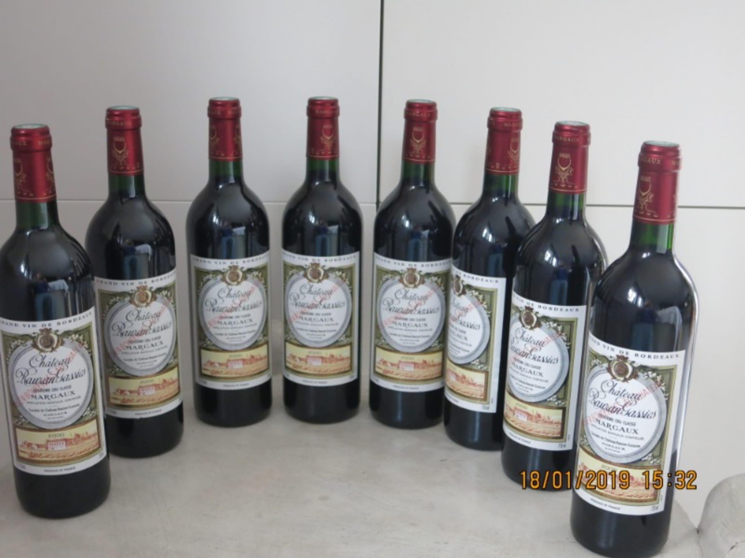 8 x château Rauzan  Gassies, Margaux, 2000