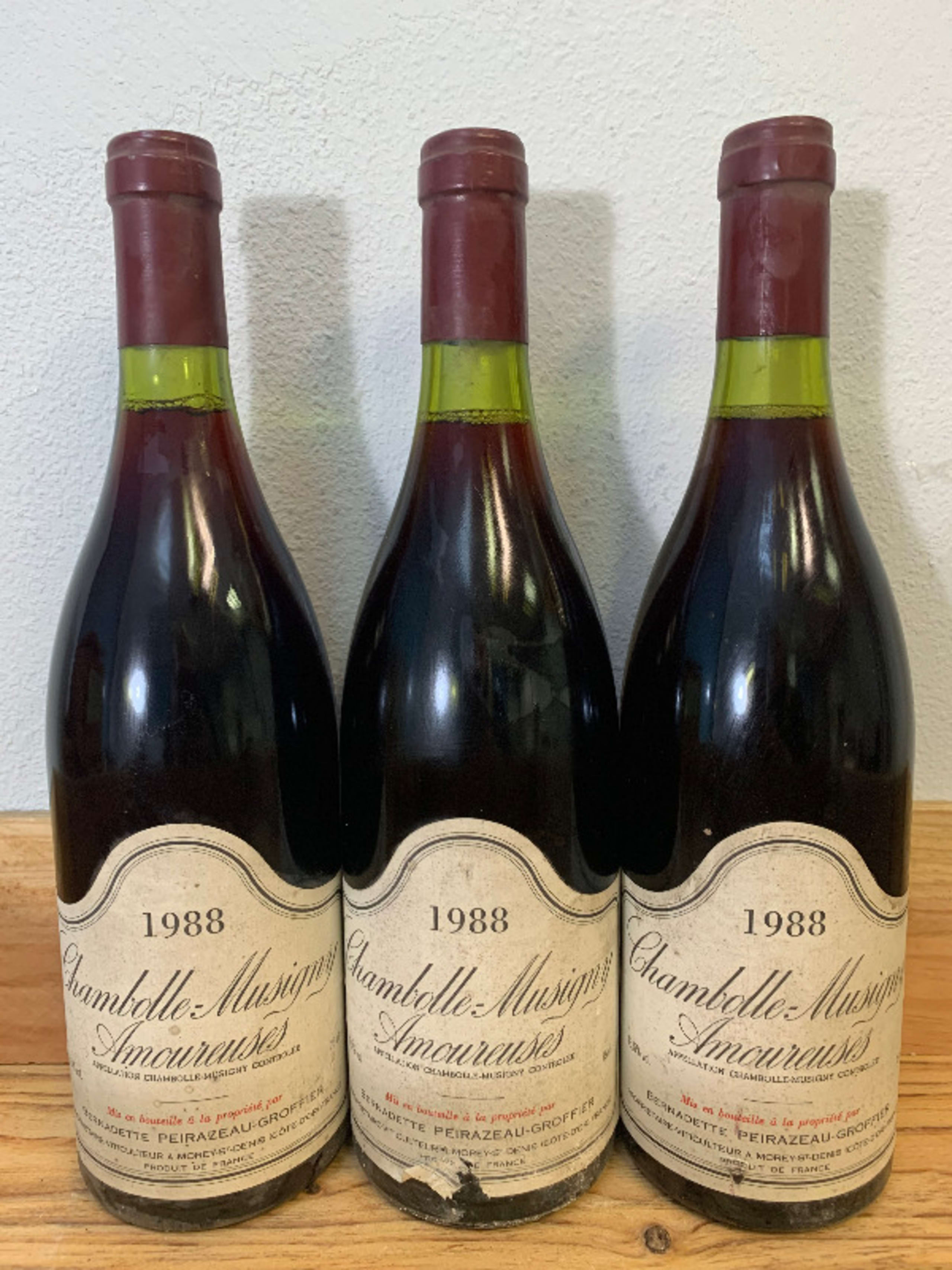 3 x Chambolle-Musigny, Amoureuses, Domaine Bernadette Peirazeau-Groffier, 1988