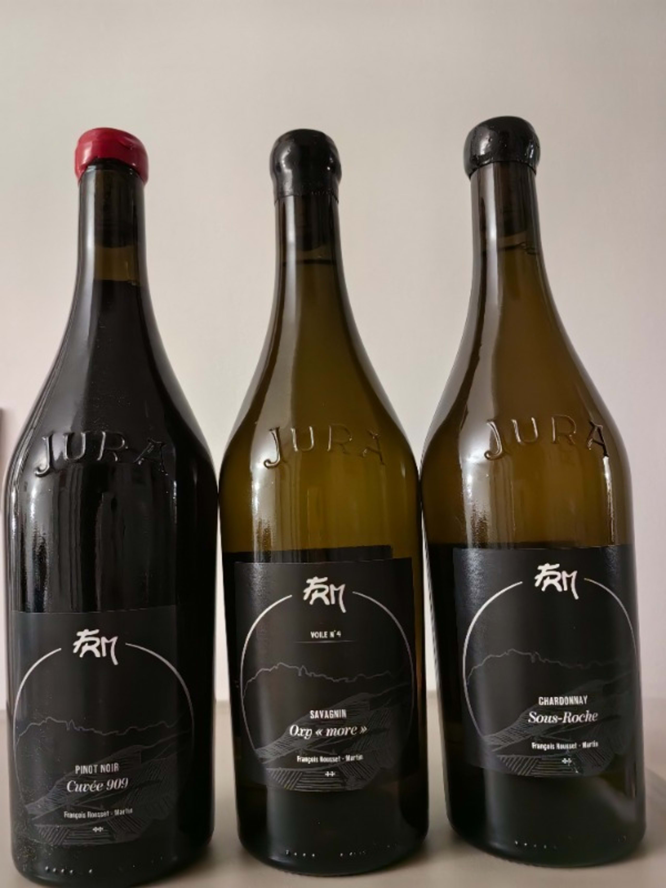 3 x François Rousset- Martin, Côtes-du-Jura, Pinot noir Cuvée 909, 2020 | Savagnin oxy more, 2018 | Chardonnay Sous-Roche, 2019