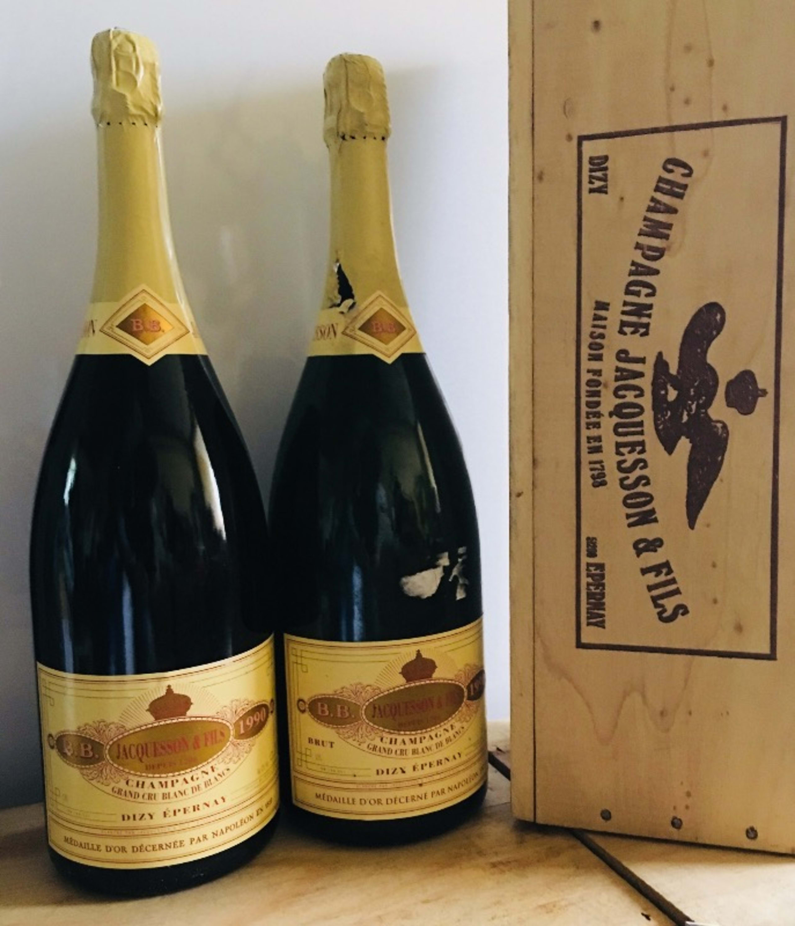 2 x GRAND CRU BLANC DE BLANC, JACQUESSON, Champagne, 1990 (Magnum)