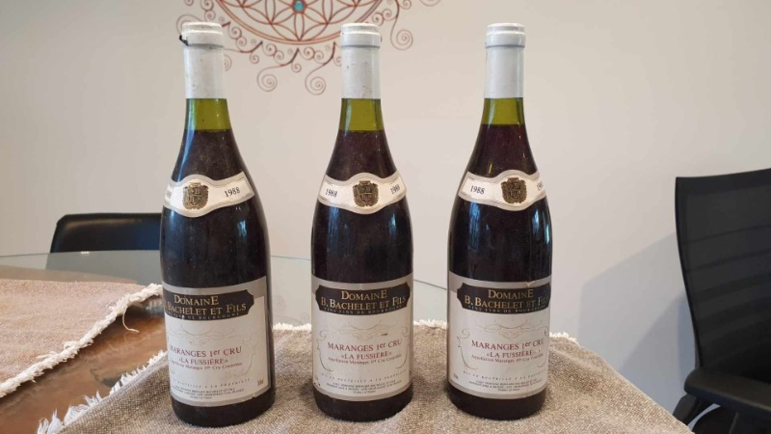 3 x Maranges, 1er cru "LA FUSSIERE", BERNARD BACHELET ET FILS, 1988
