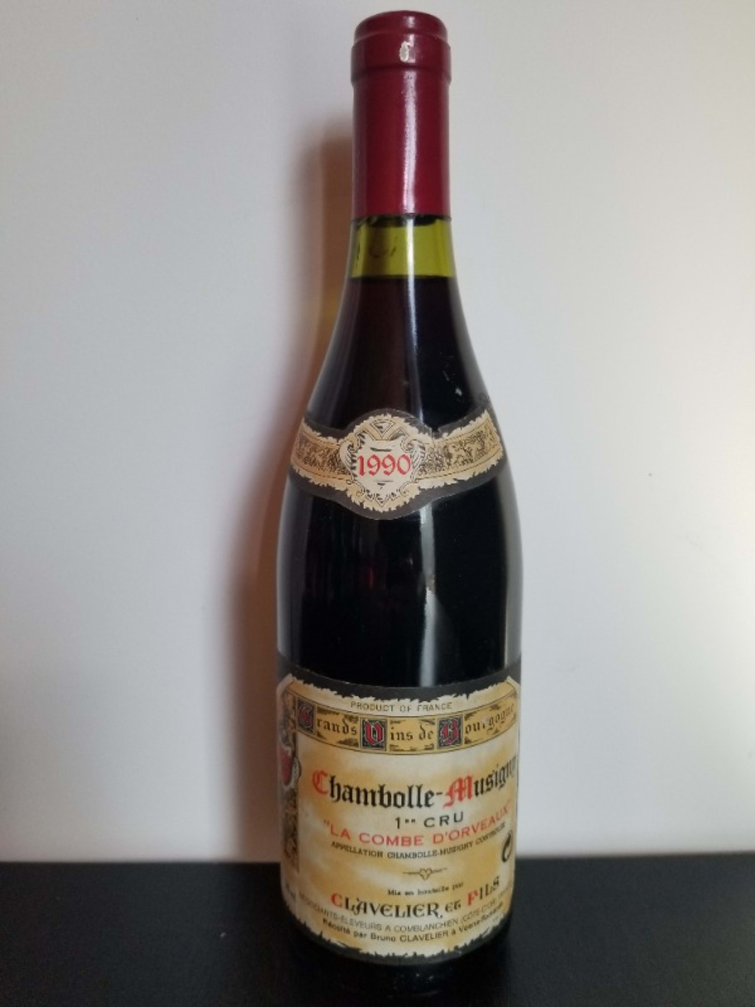 Chambolle-Musigny, 1er Cru La Combe d'Orveaux, Domaine Clavelier et Fils,1990