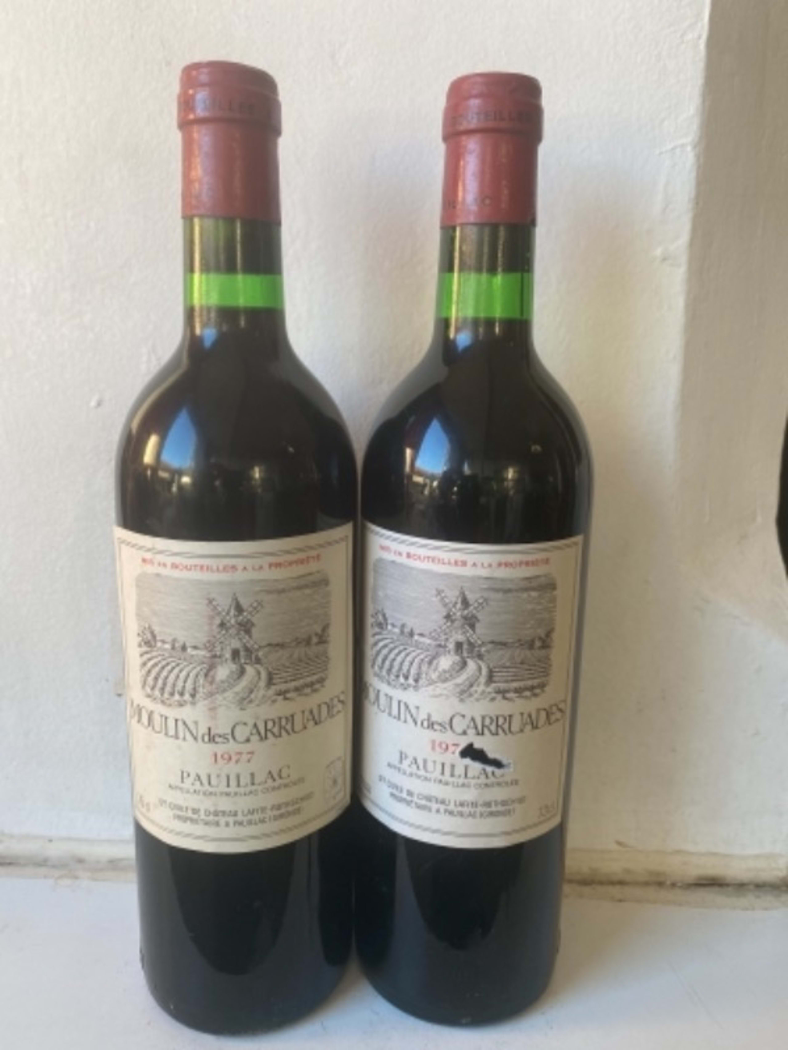 2 x Grand cru, Domaine moulin des Carruades, Pauillac, 1977