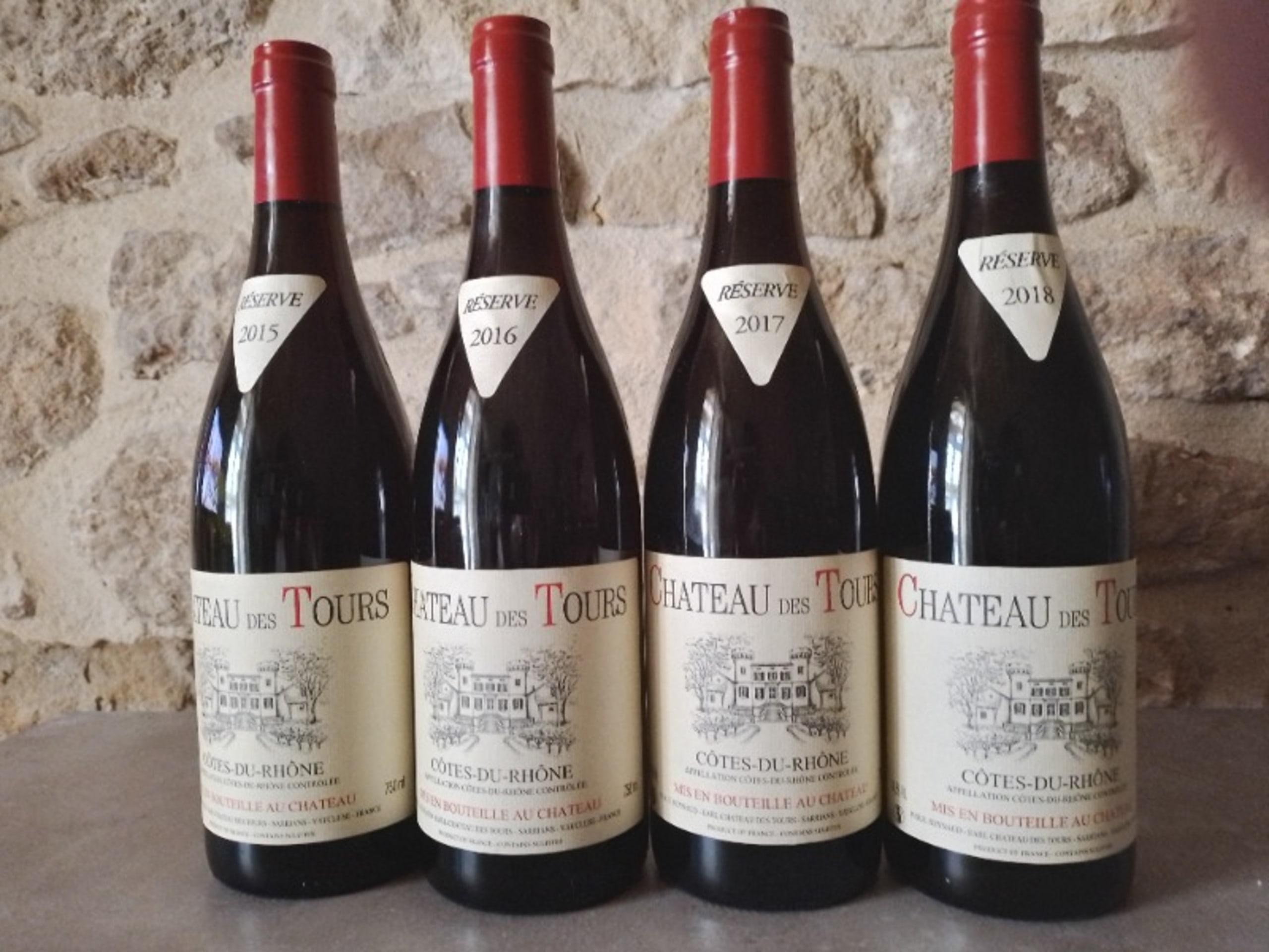 4 x Côtes-du-Rhône, 2015, 2016,2017,2018, château des Tours