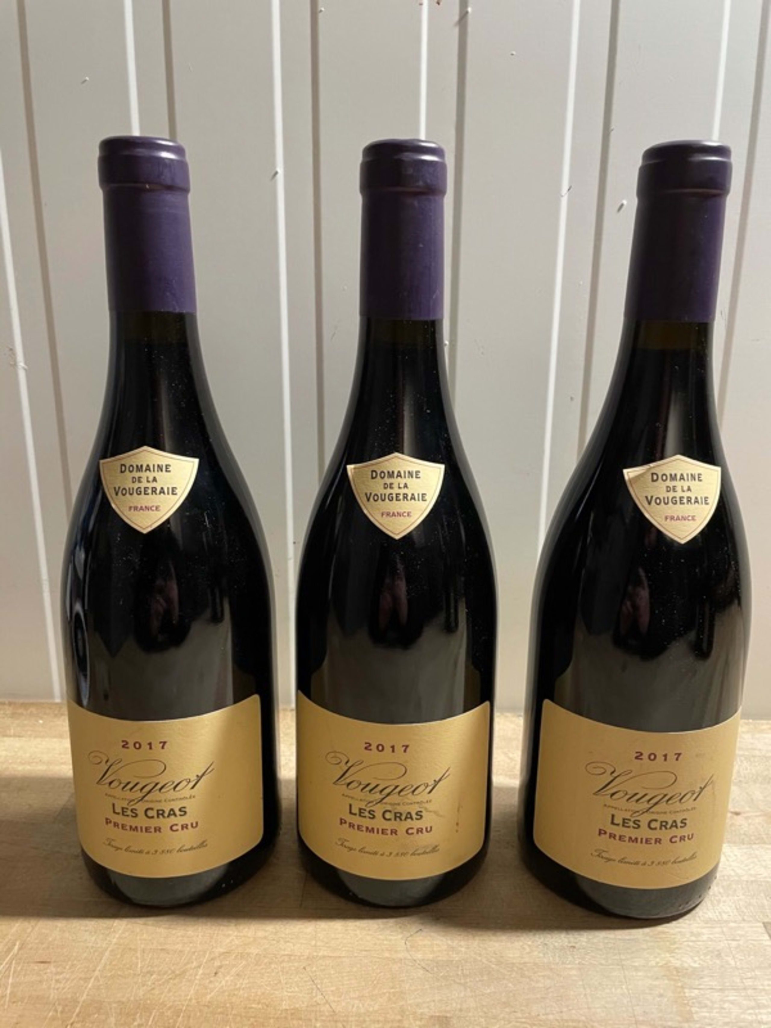3 x Vougeot, 1er Cru Les Cras, De la Vougeraie, 2017