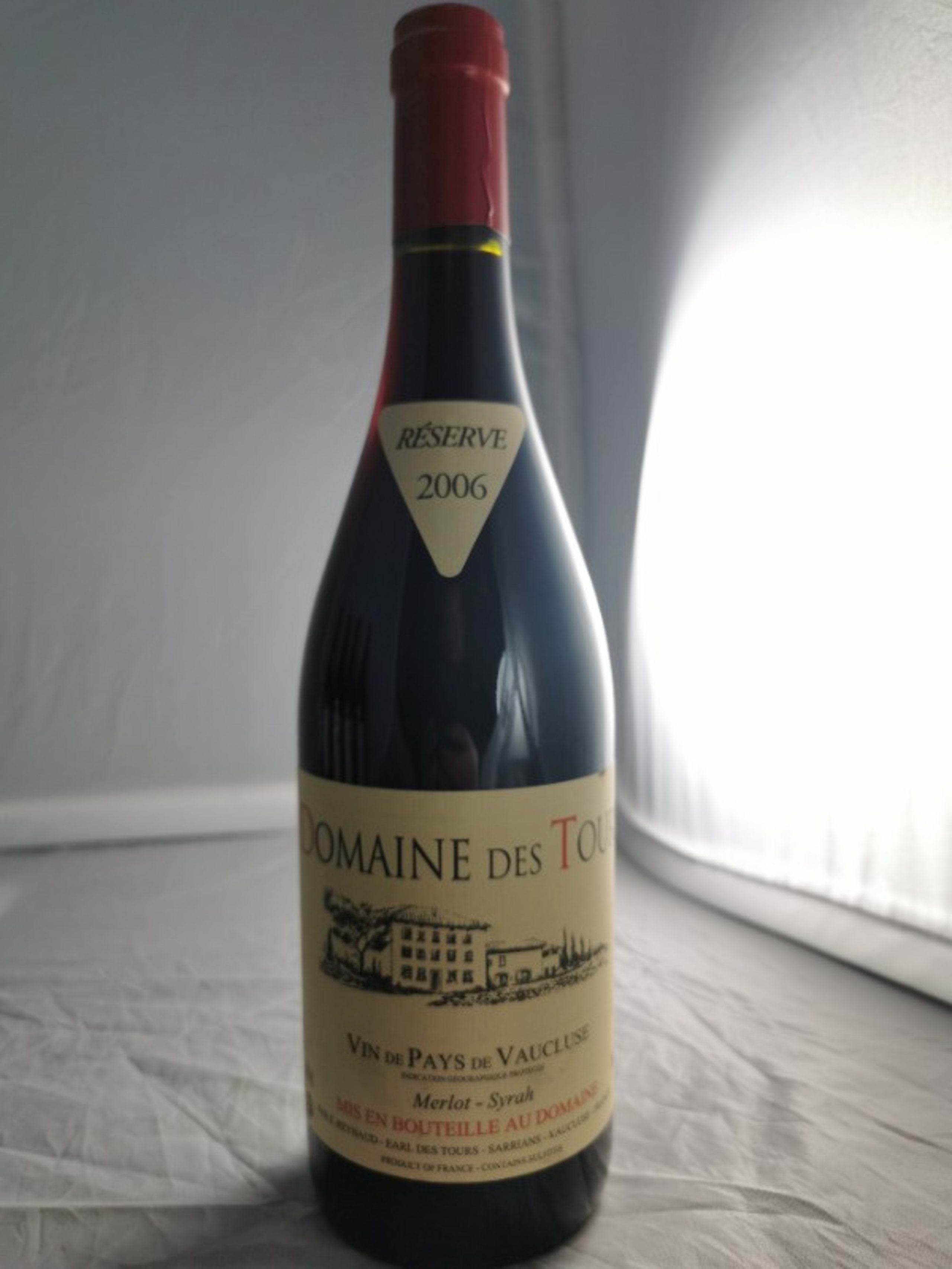Vin de Pays du Vaucluse, Merlot - Syrah, Domaine des Tours, 2006