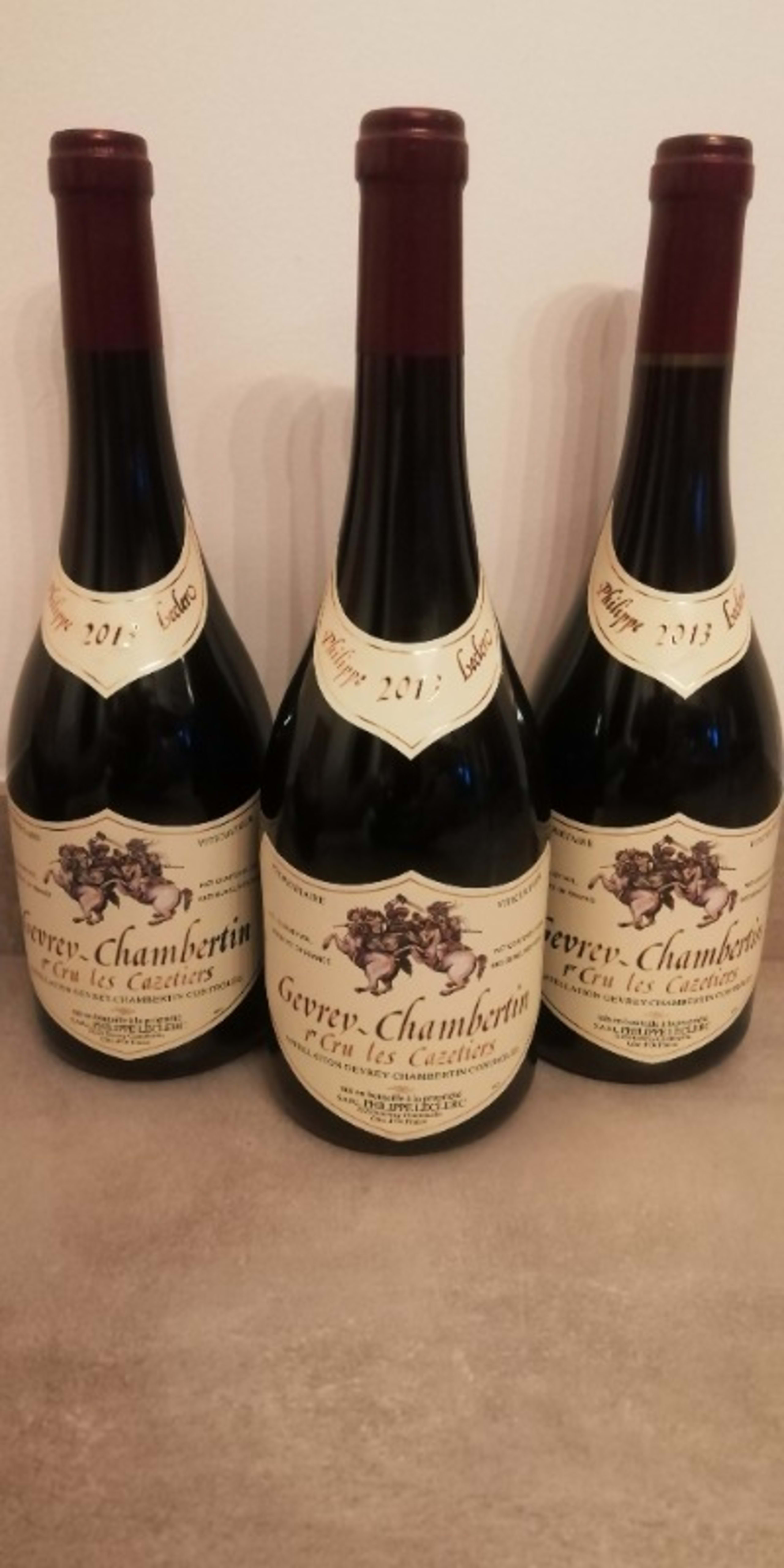 3 x Gevrey-Chambertin, 1er cru Les Cazetiers, Philippe Leclerc, 2013