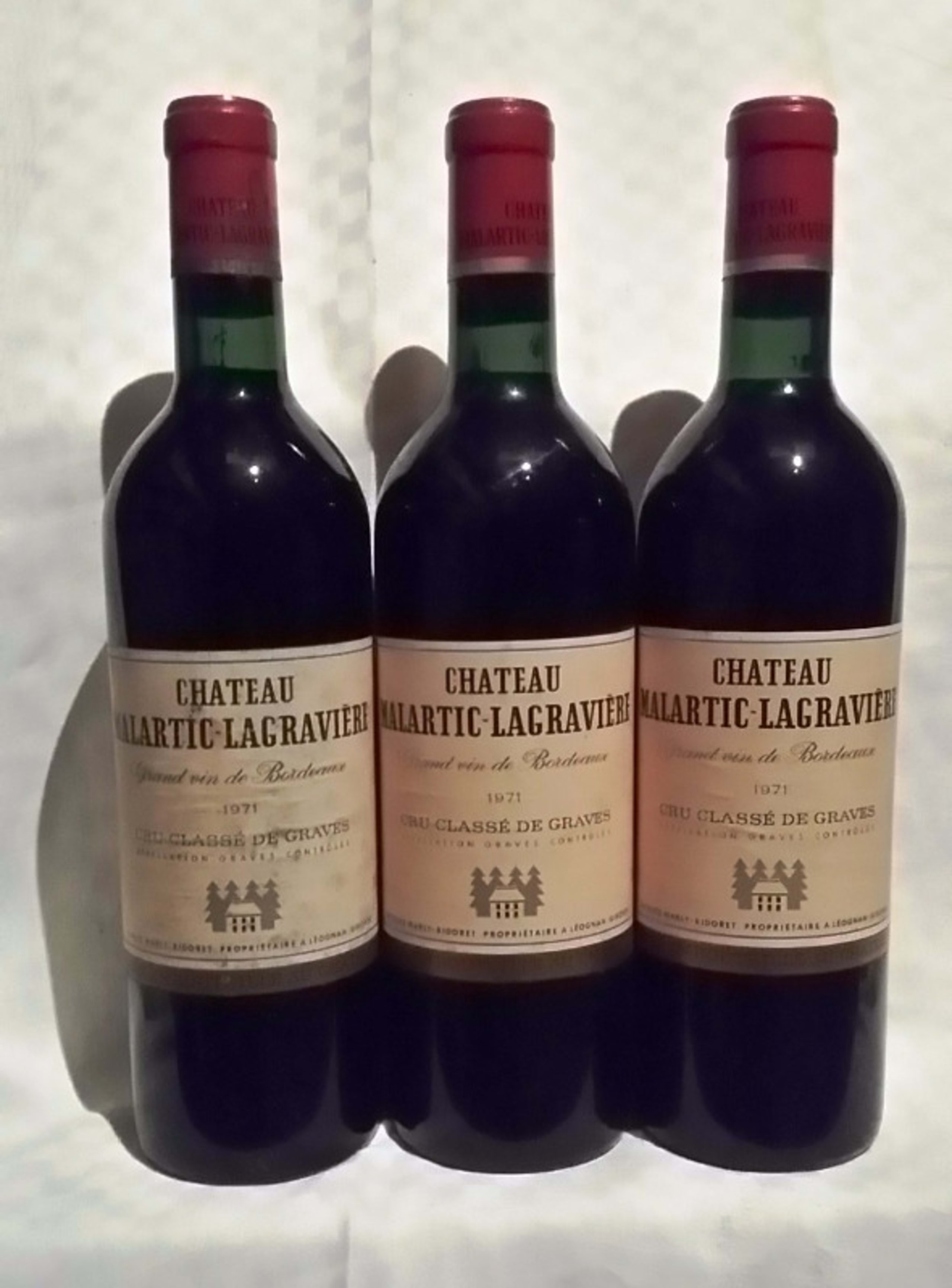 3 x château Malartic Lagravière, Pessac-Léognan, 1971