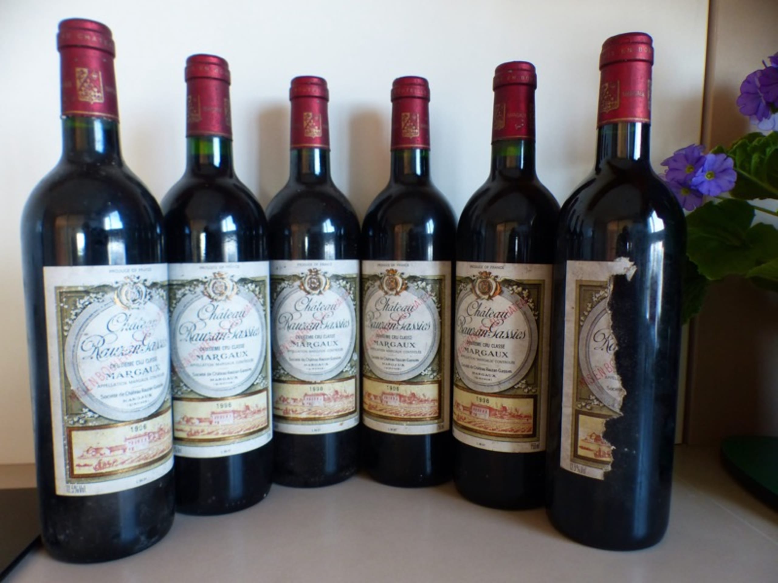6 x Château Rauzan-Gassies 2éme CC, Margaux, 1996