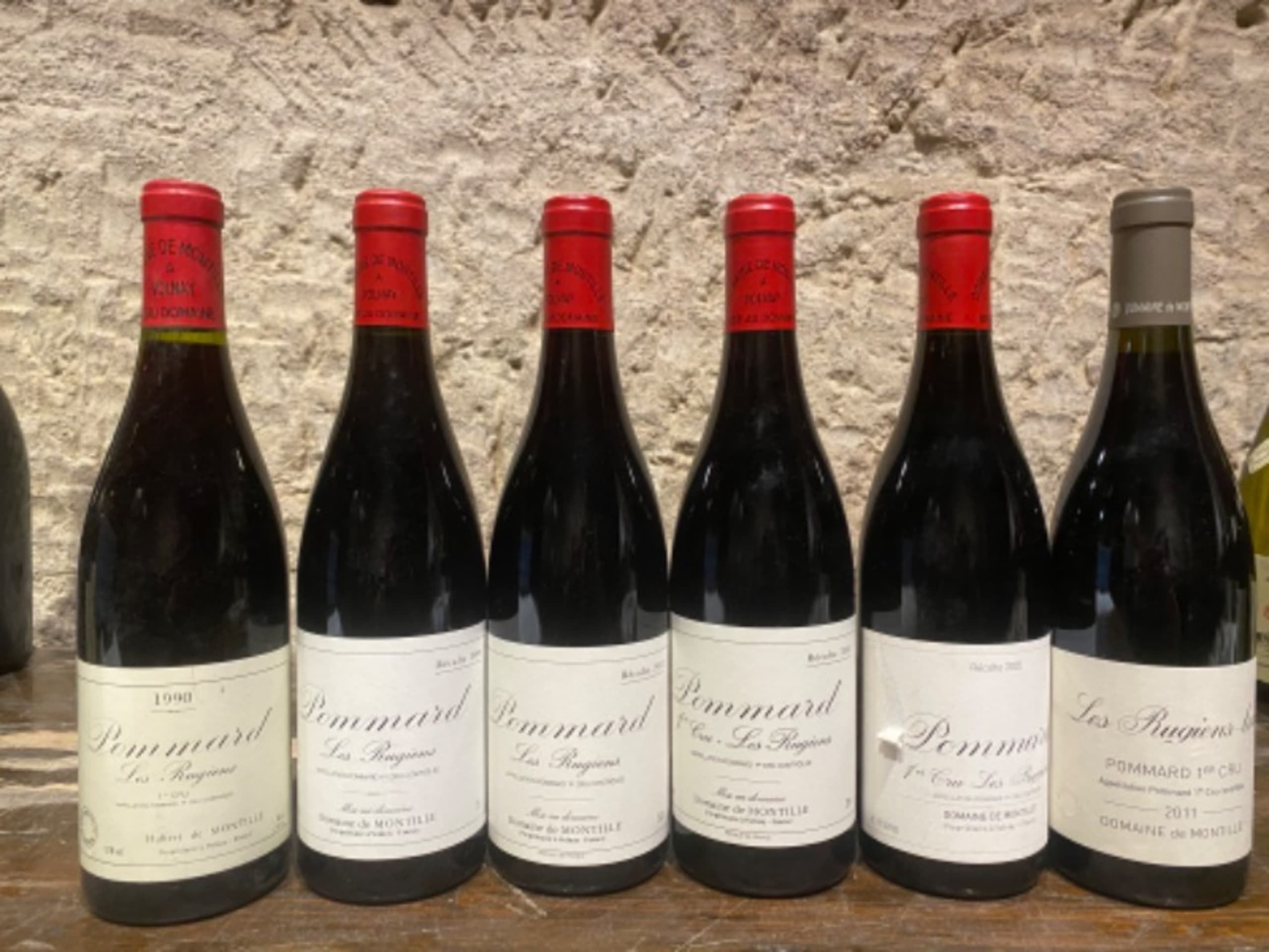 6 x Pommard, Les Rugiens, Domaine de Montille, 1990/1999/2002/2003/2005/2011