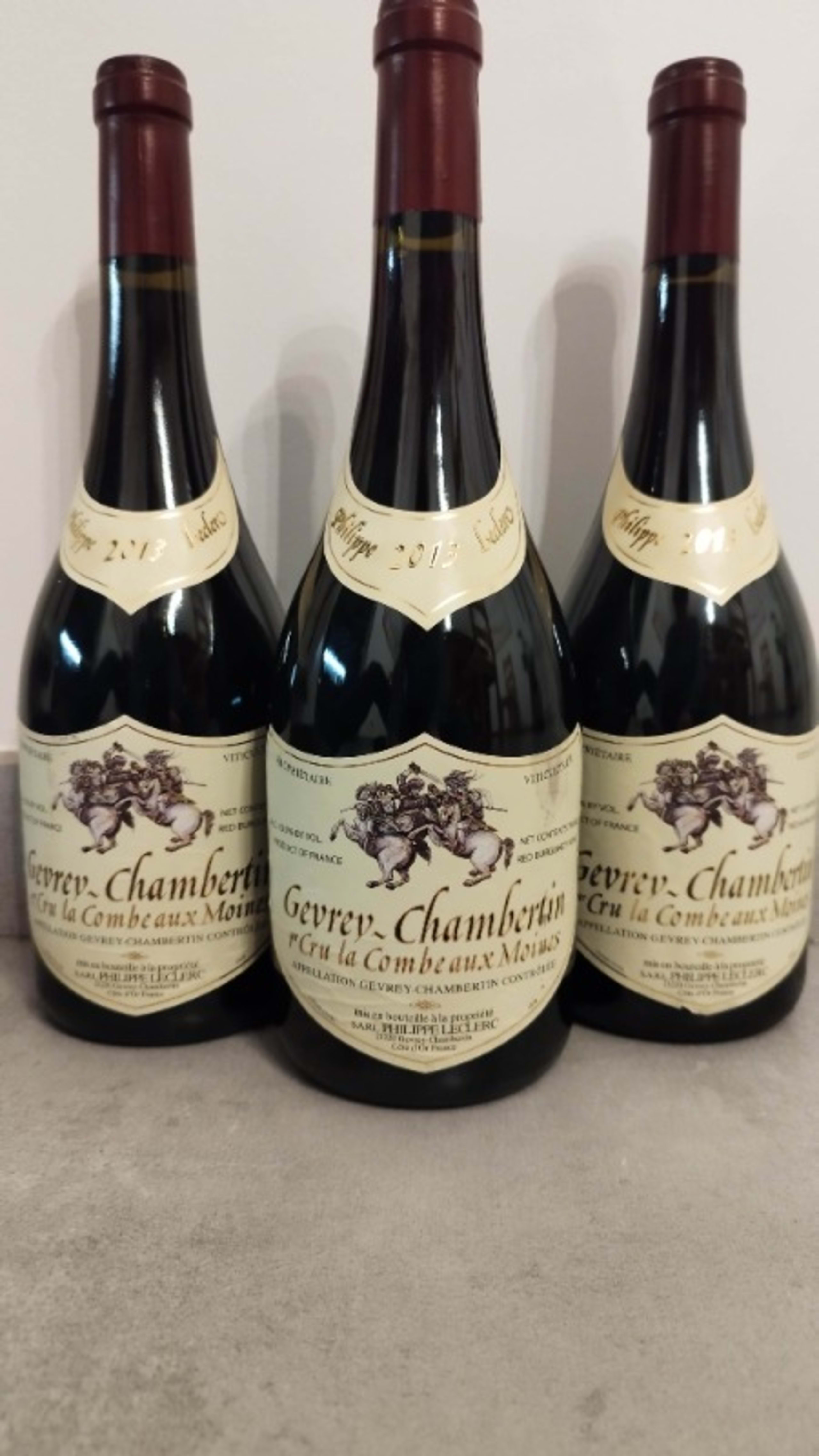 3 x Gevrey-Chambertin, 1er Cru Combes aux Moines, Philippe Leclerc, 2013