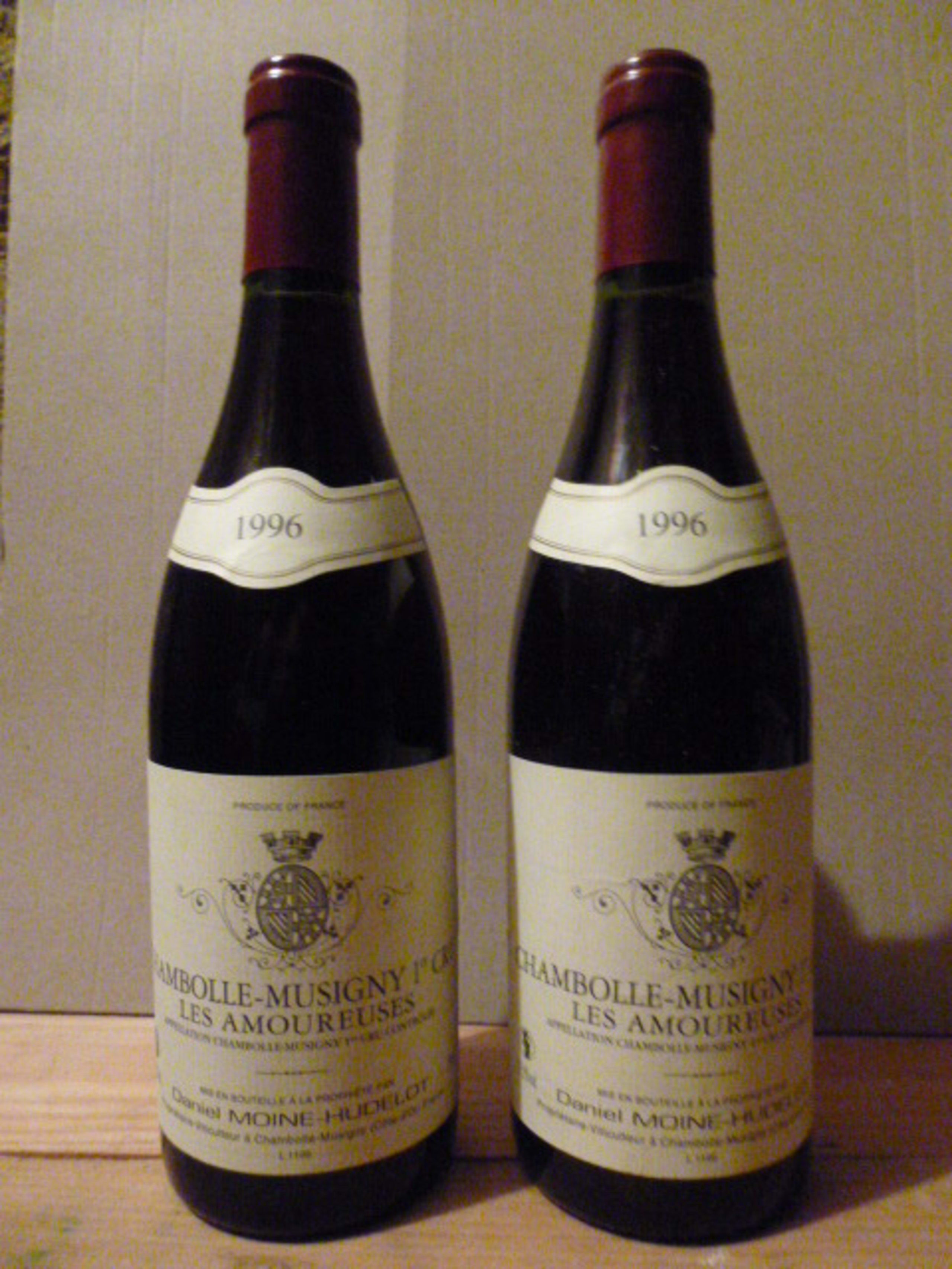 2 x Chambolle-Musigny, Les Amoureuses - 1er Cru, Moine-Hudelot, 1996