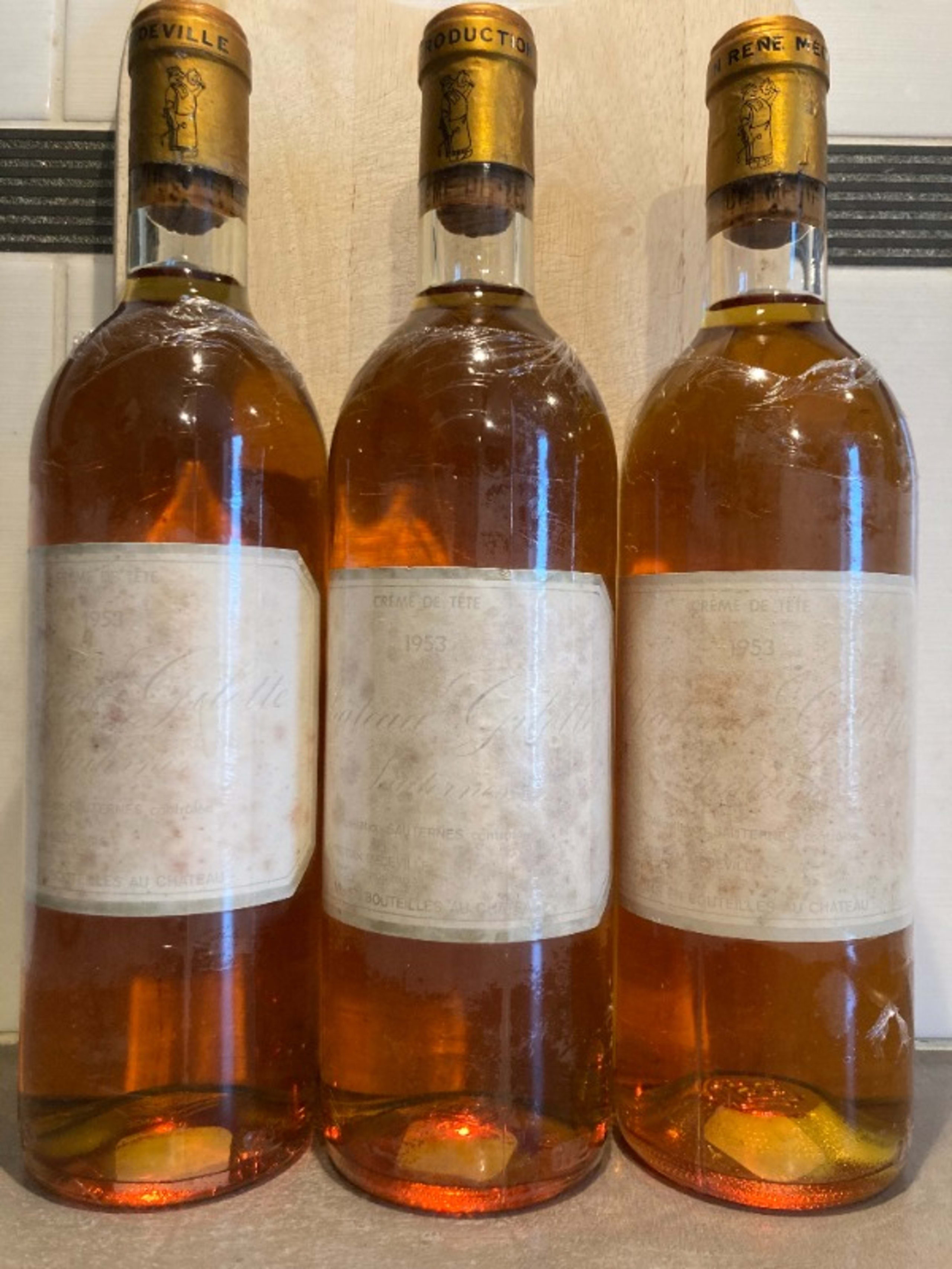 3 x Crème de Tête, Château Gilette, Sauternes, 1953