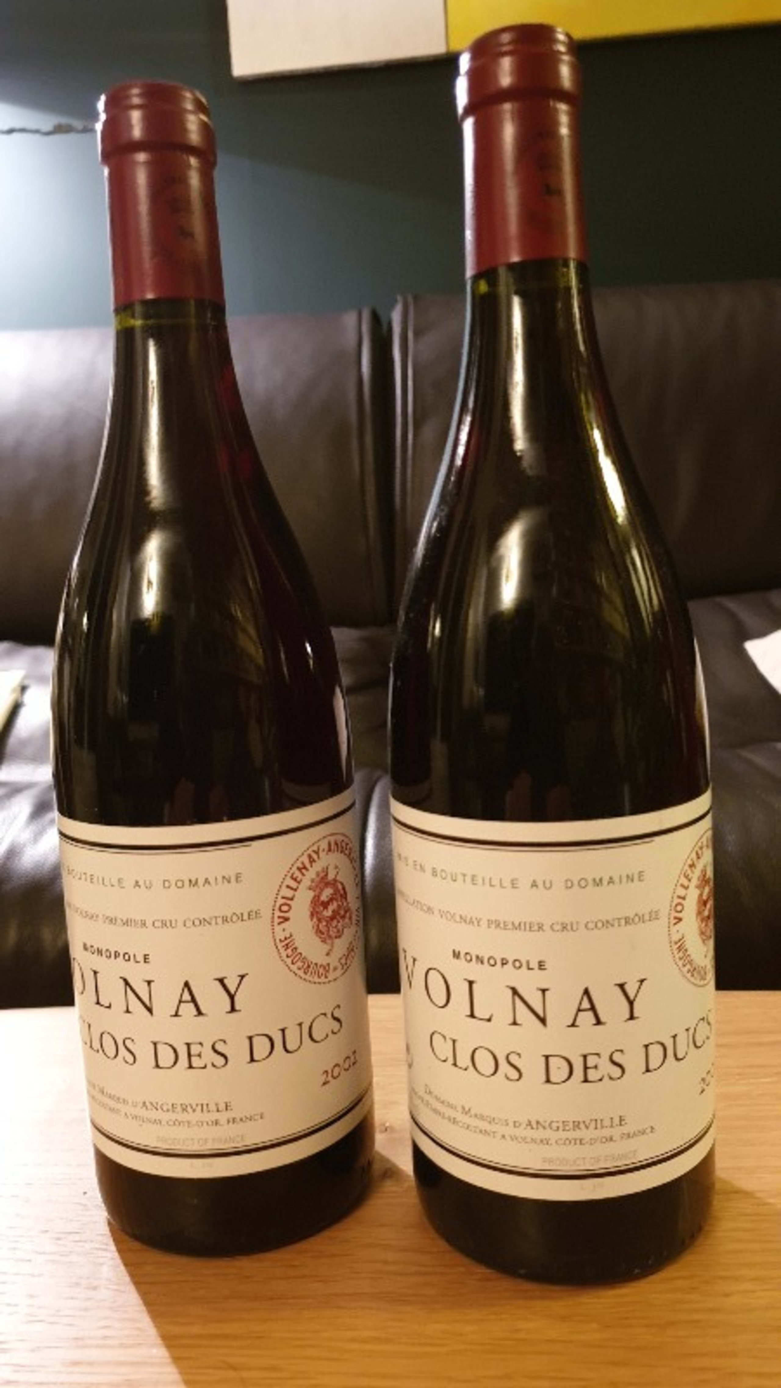 2 x Volnay, 1er Cru Clos des Ducs, Domaine Marquis d'Angerville, 2002