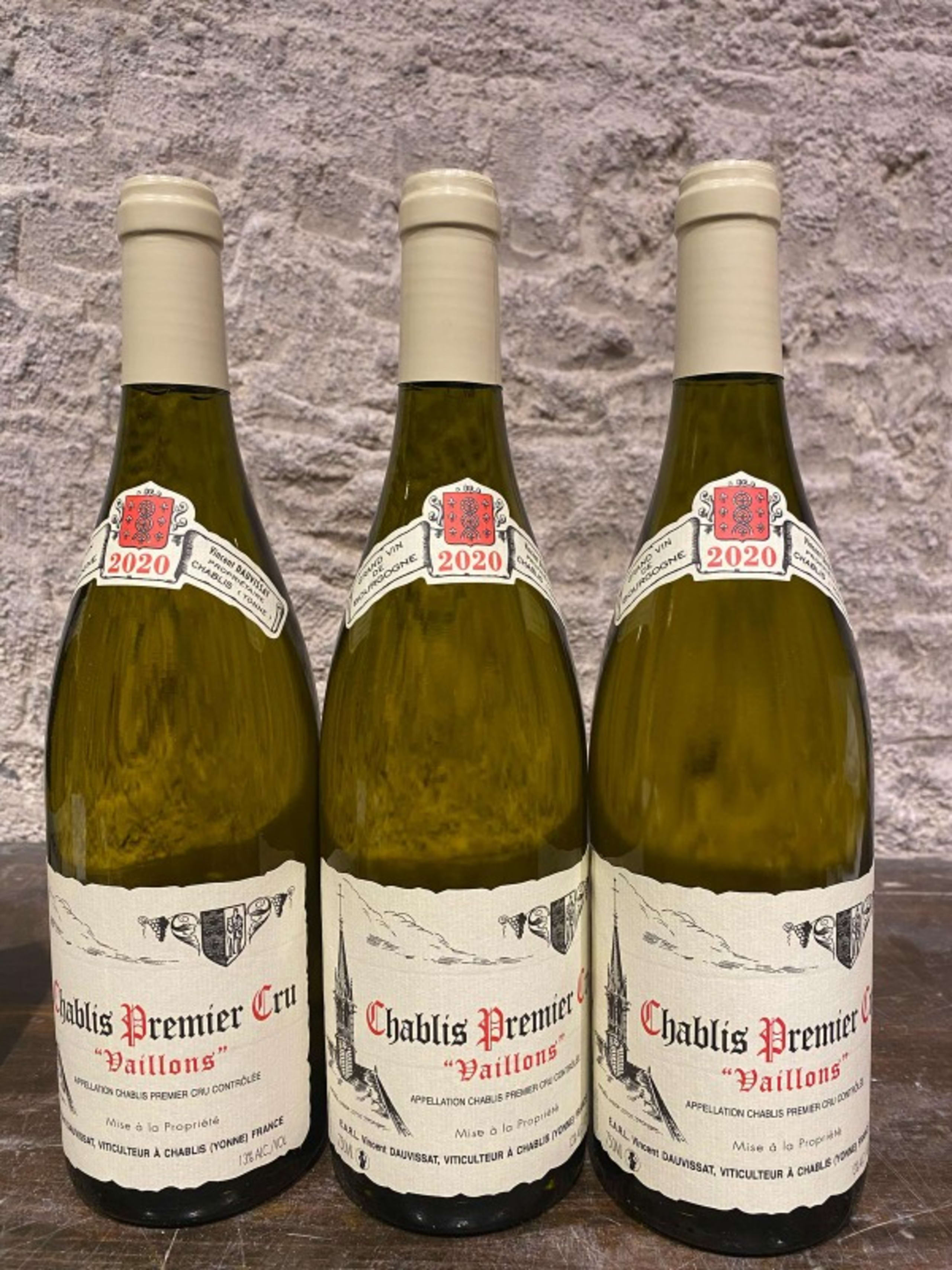 3 x Chablis Premier Cru, Vaillons, domaine Dauvissat, 2020