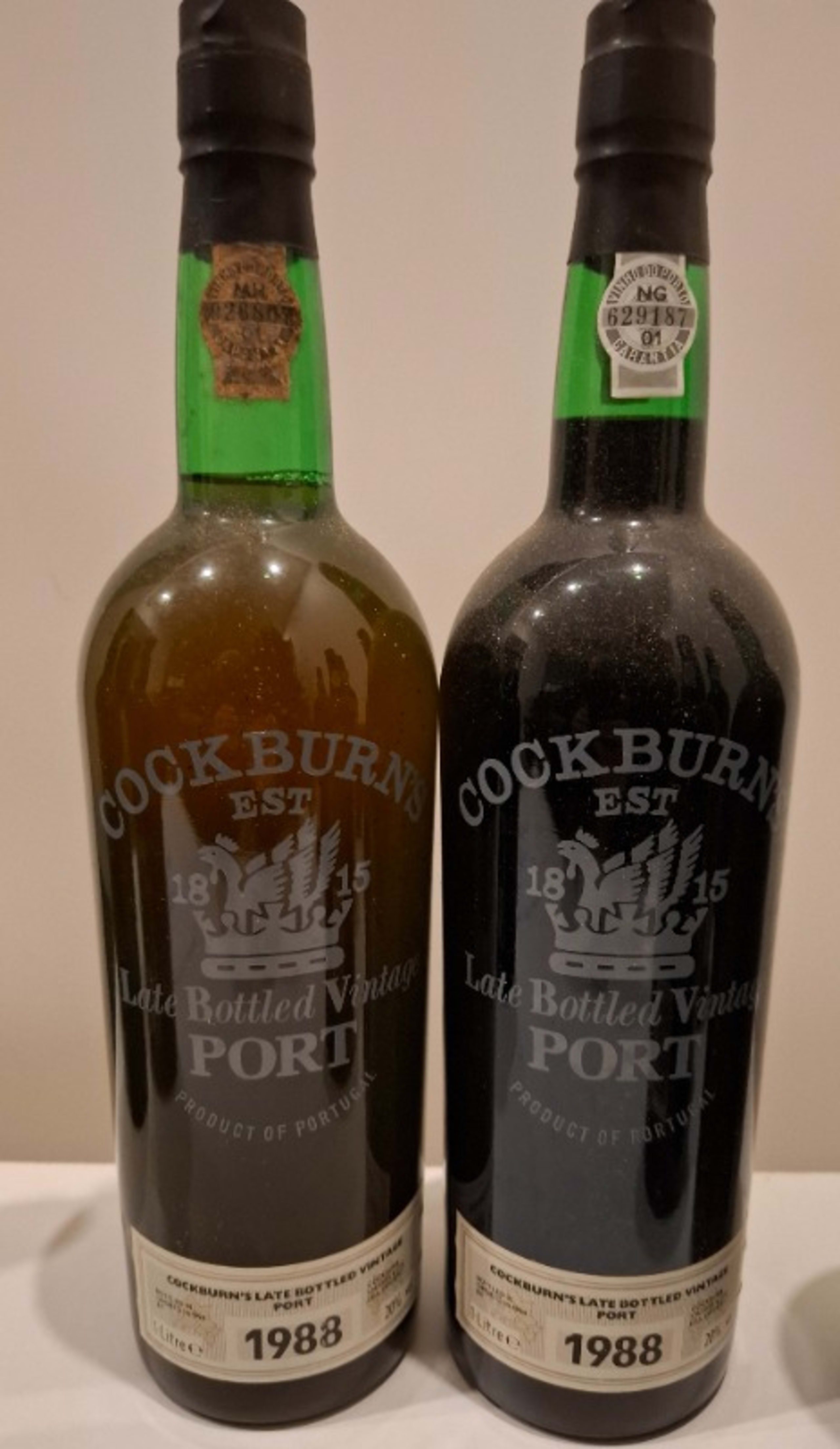 LBV White + LBV Red (1 Litter each bottle - rare), Cockburn, Porto, 1988