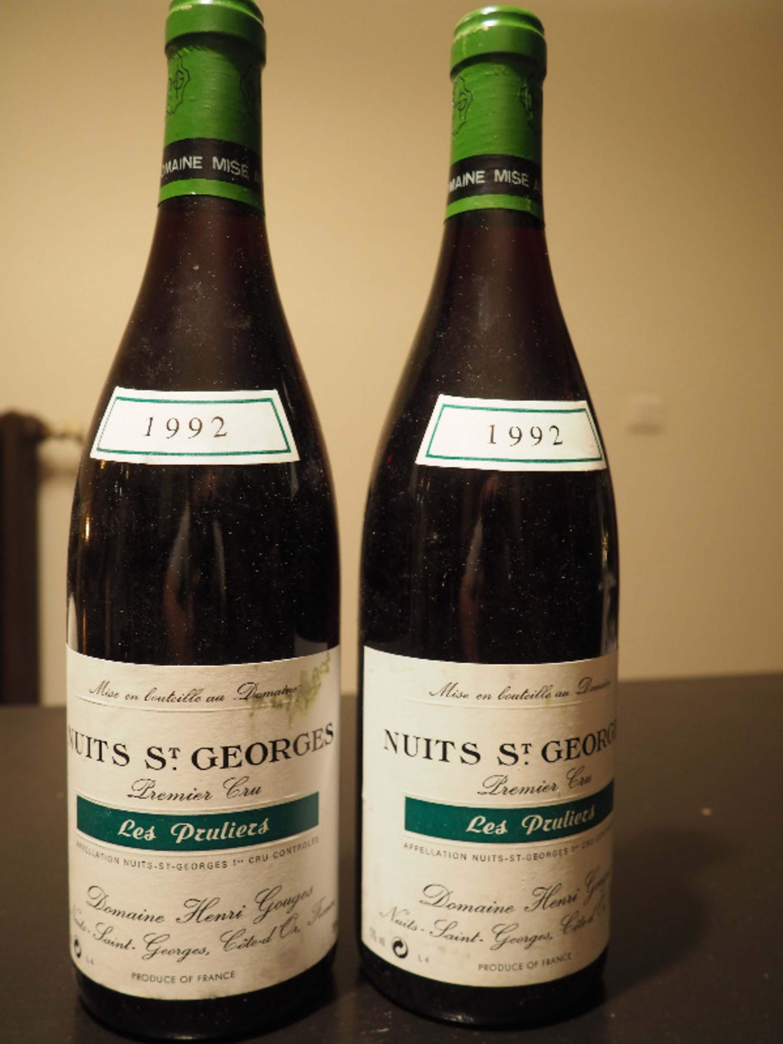 2 x Nuits-Saint-Georges, Les Pruliers, Domaine Henri Gouges, 1992