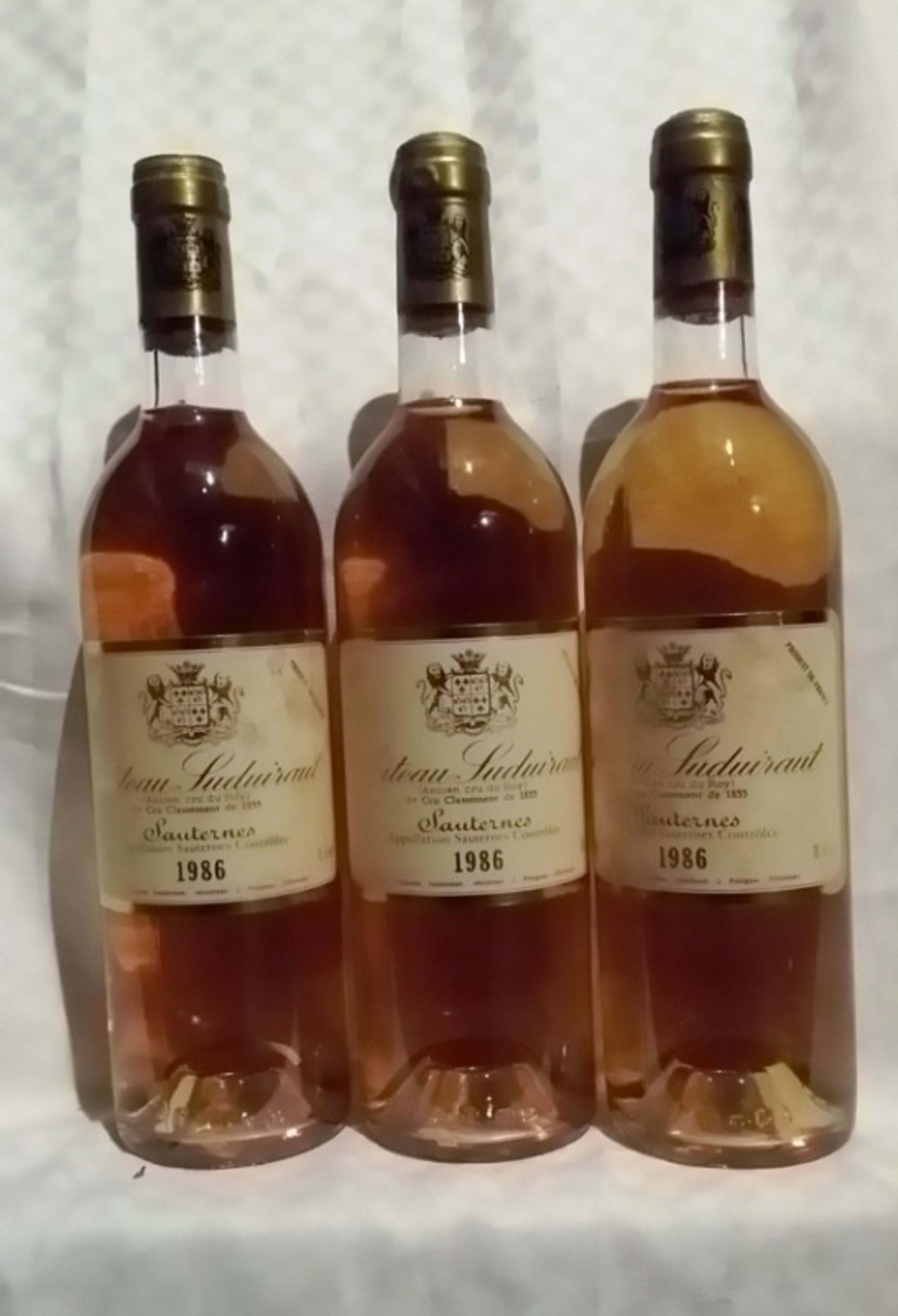 3 x château Suduiraut, Sauternes, 1986